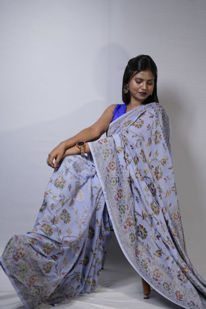 Pure Banarasi Handloom Khaddi Georgette Black Zari Saree