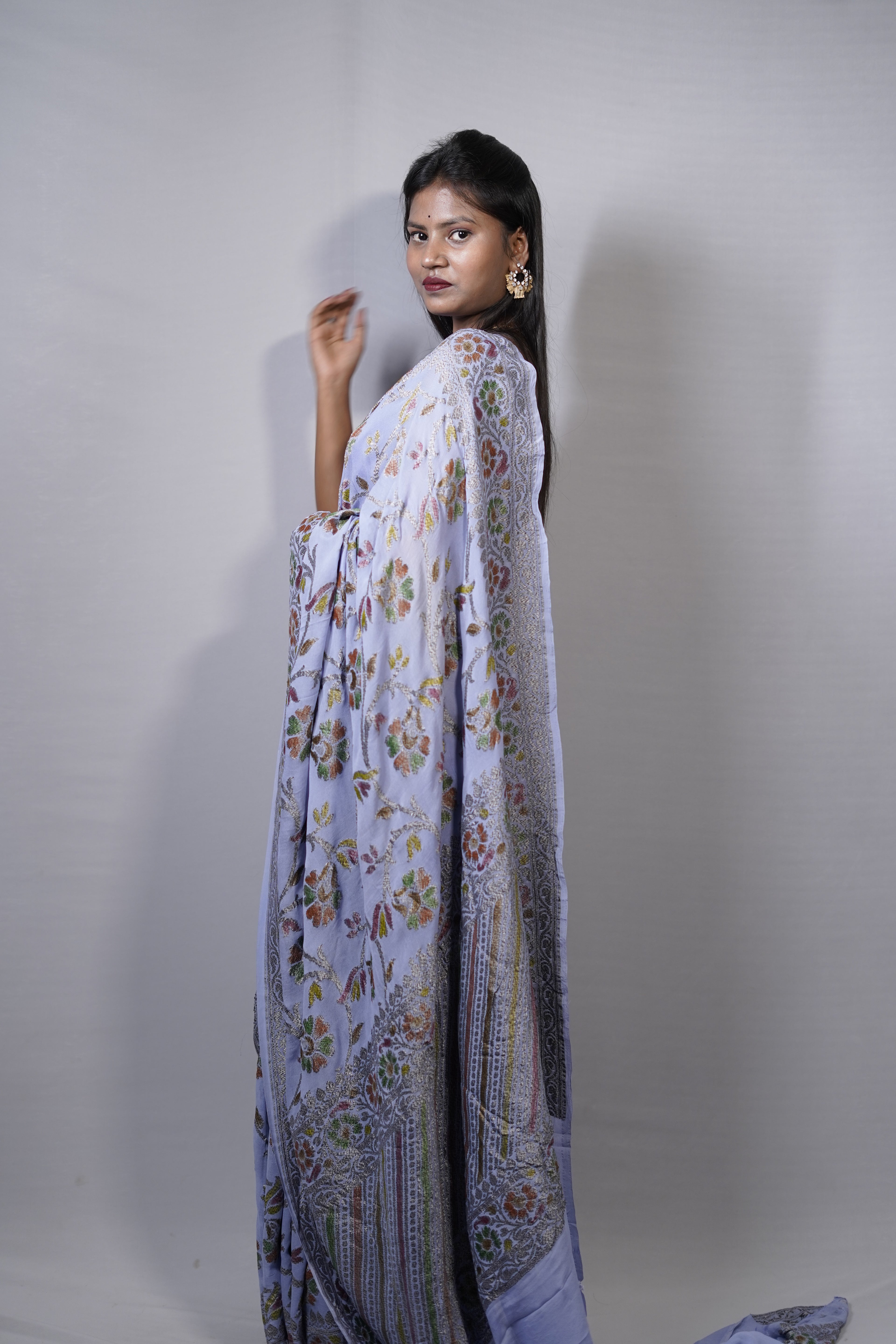 Pure Banarasi Handloom Khaddi Georgette Black Zari Saree