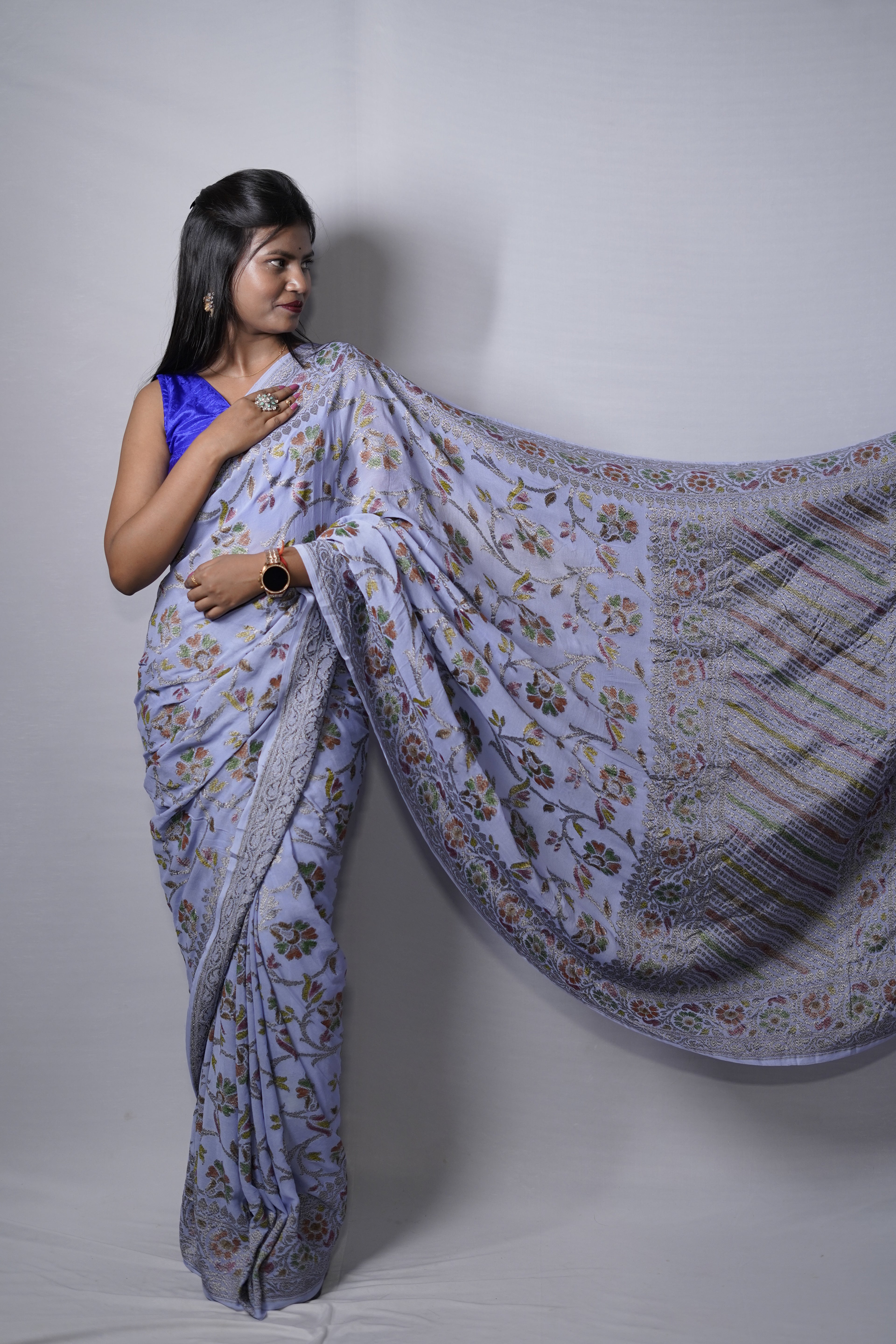 Pure Banarasi Handloom Khaddi Georgette Black Zari Saree