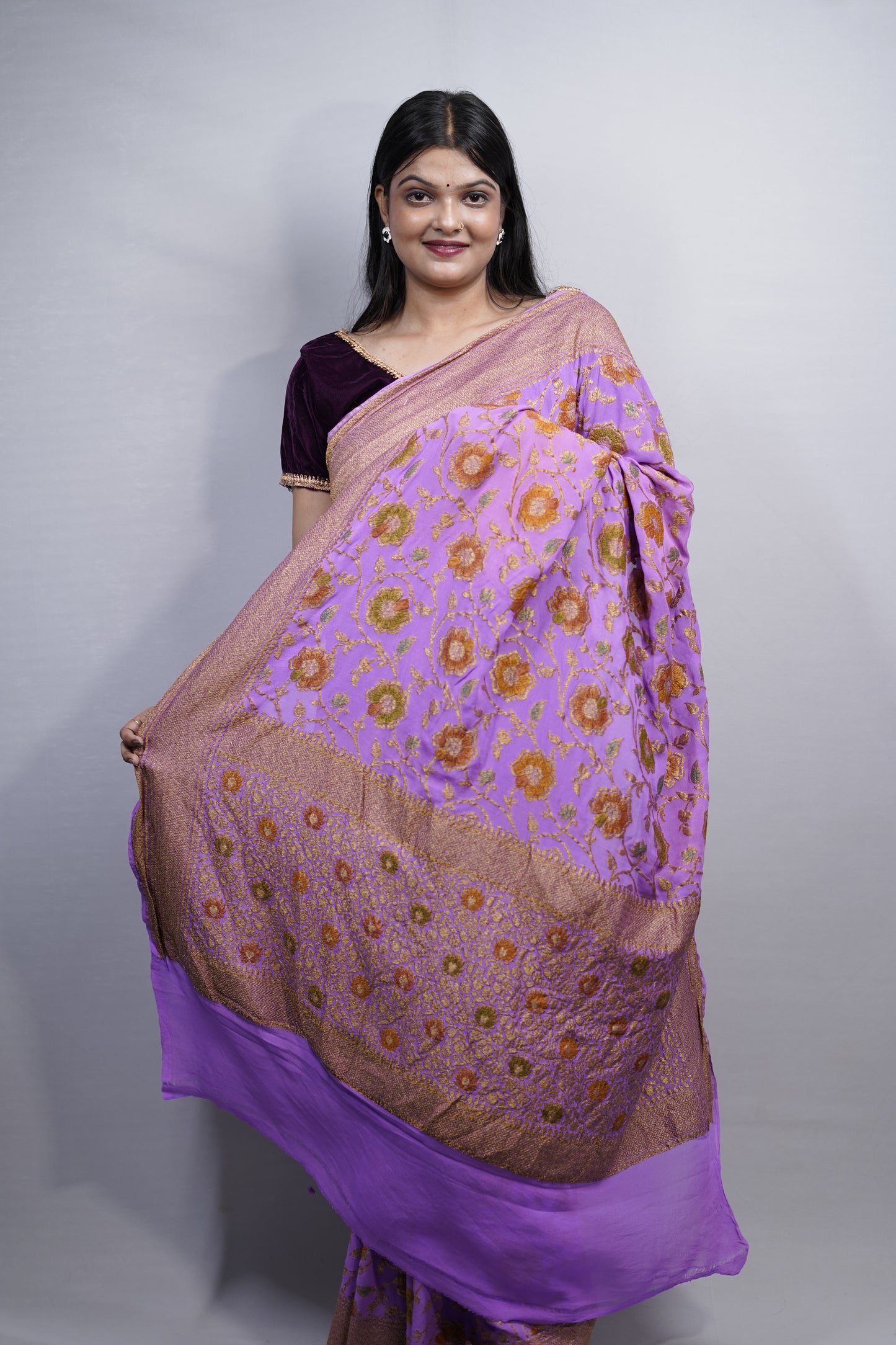 Pure Banarasi Handloom Khaddi Georgette Antique Refling Saree