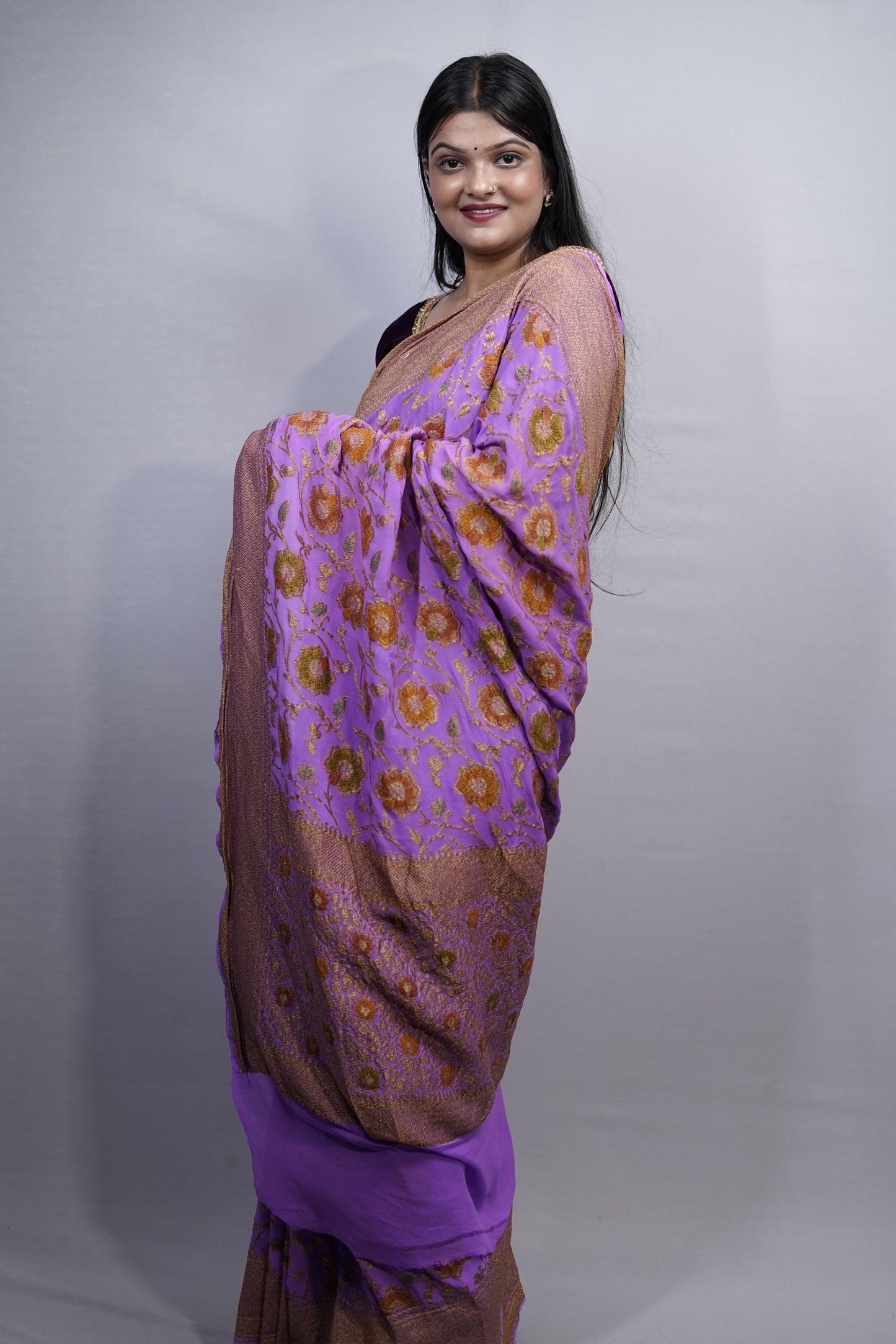 Pure Banarasi Handloom Khaddi Georgette Antique Refling Saree