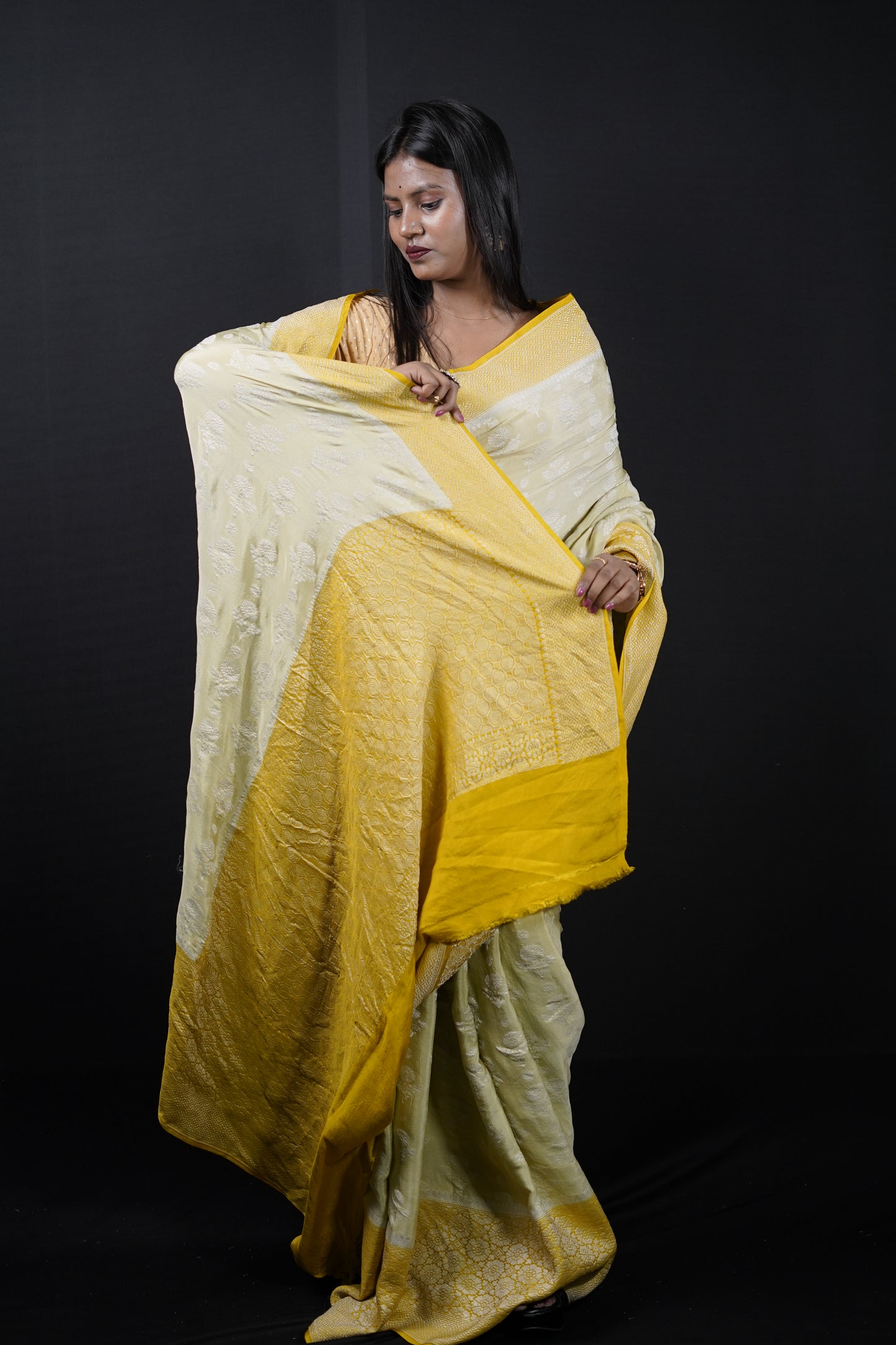 Pure Banarasi Handloom Crepe Georgette Saree