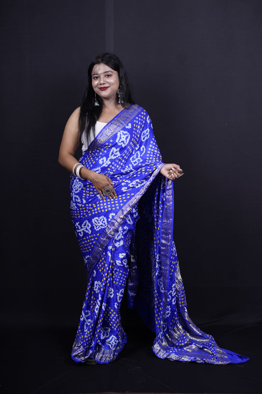 Pure Banarasi Handloom Gaji Bandhej Saree
