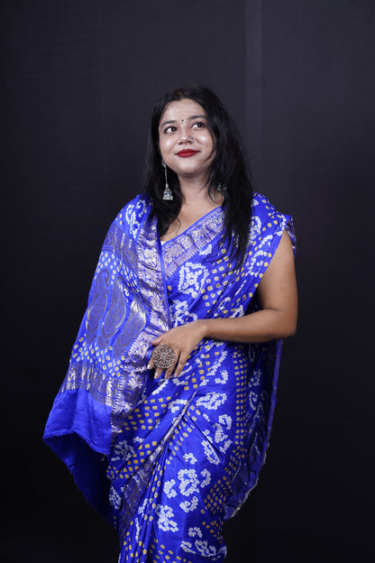 Pure Banarasi Handloom Gaji Bandhej Saree