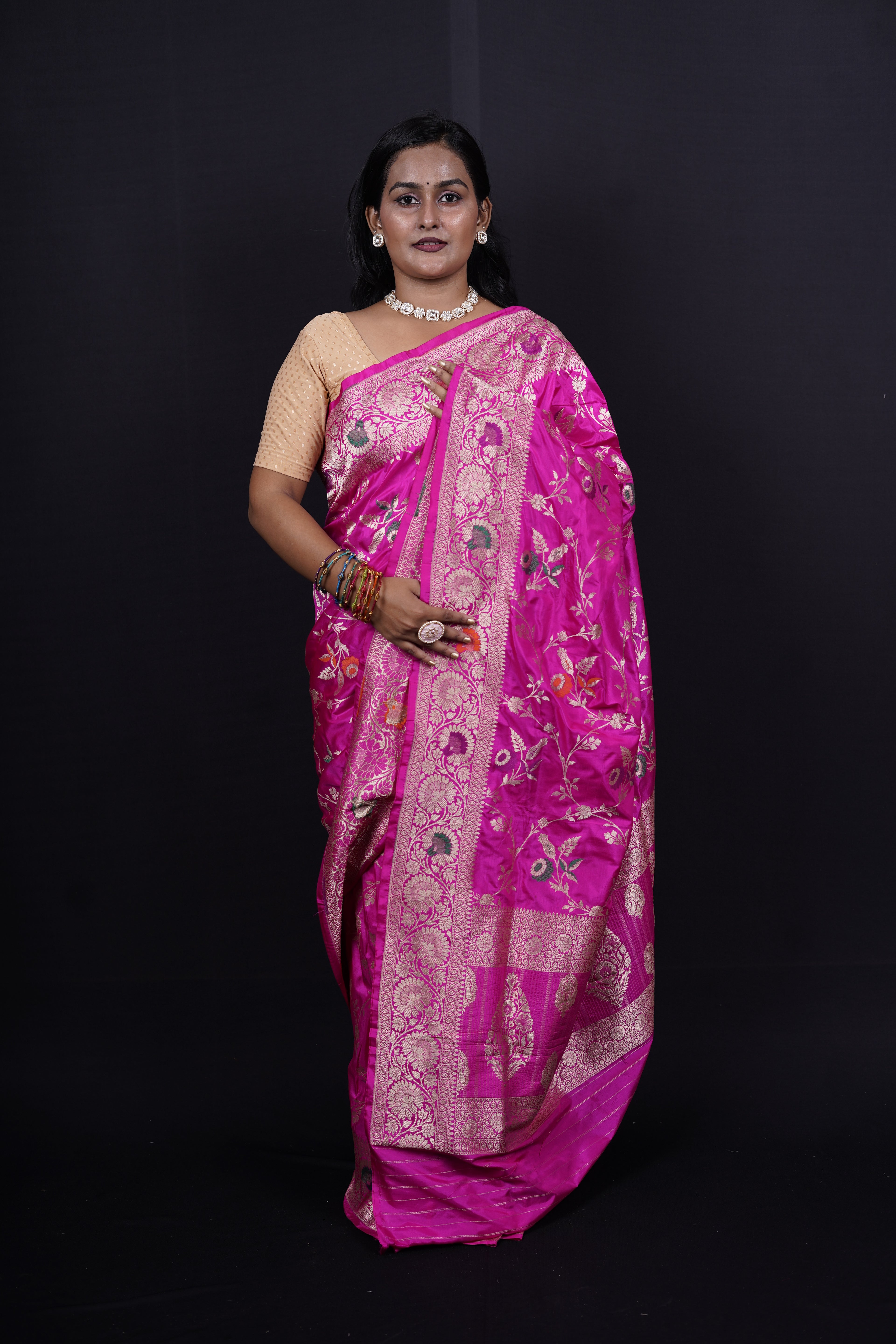 Pure Banarasi Handloom Katan Jamdani Saree