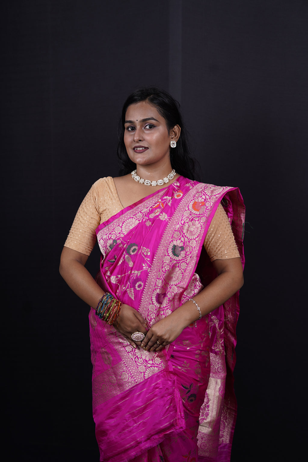 Pure Banarasi Handloom Katan Jamdani Saree