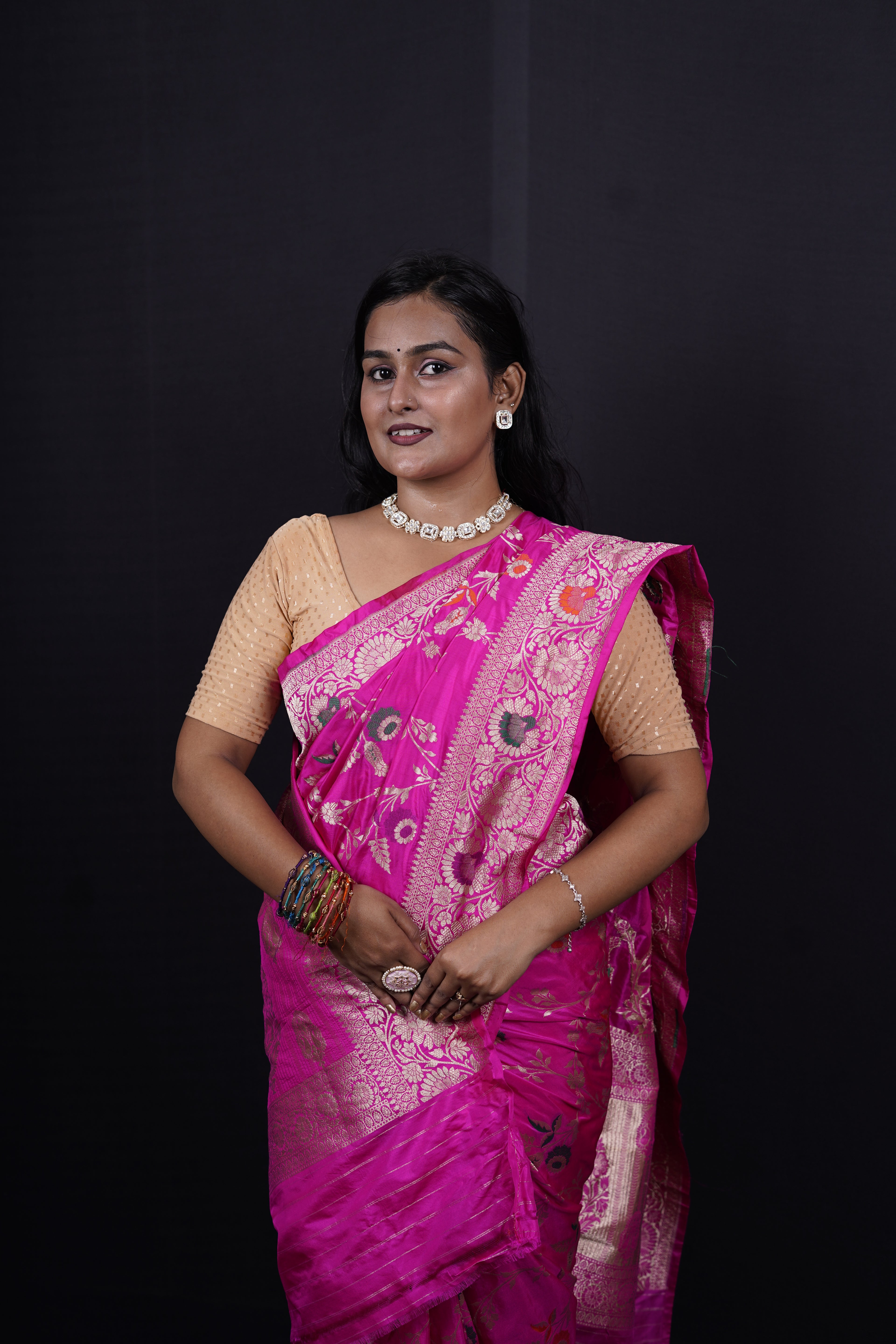 Pure Banarasi Handloom Katan Jamdani Saree