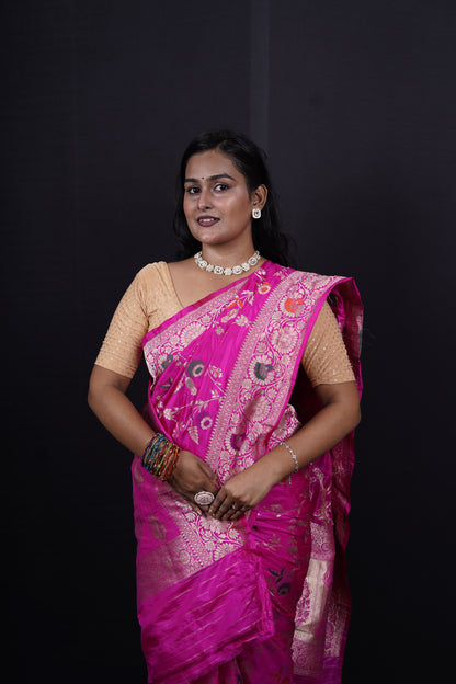 Pure Banarasi Handloom Katan Jamdani Saree
