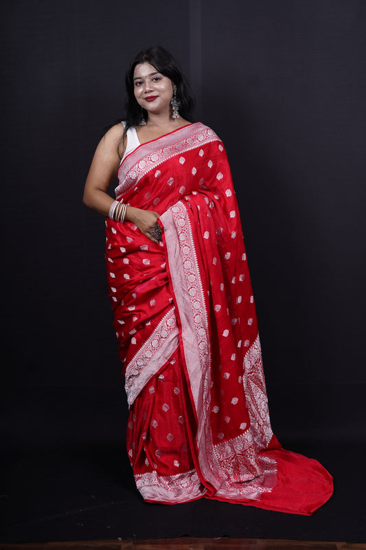 Pure Banarasi Handloom Katan Mashru Saree