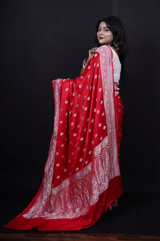 Pure Banarasi Handloom Katan Mashru Saree