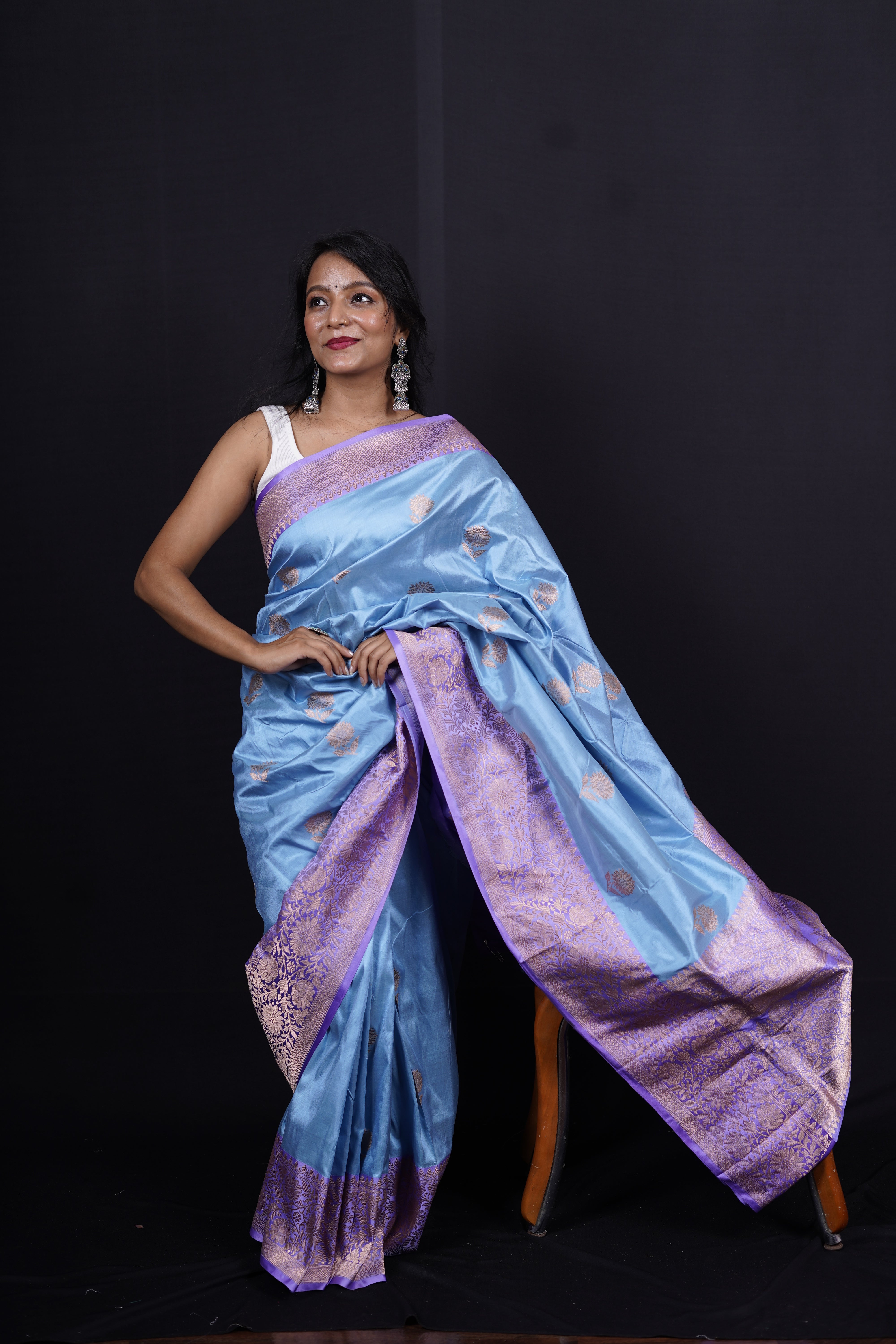 Boota Z Pure Banarasi Handloom Katan Boota Saree – Khizar Silk Estate