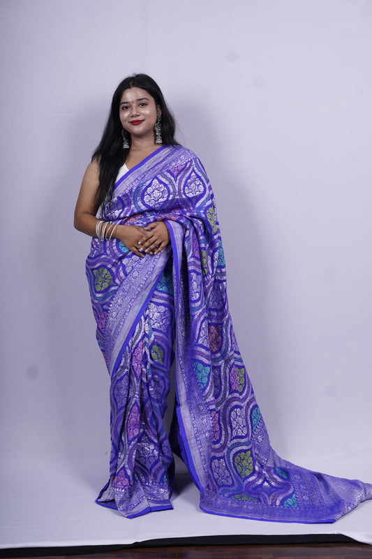 Pure Banarasi Handloom Tussar Georgette Mehraab Saree