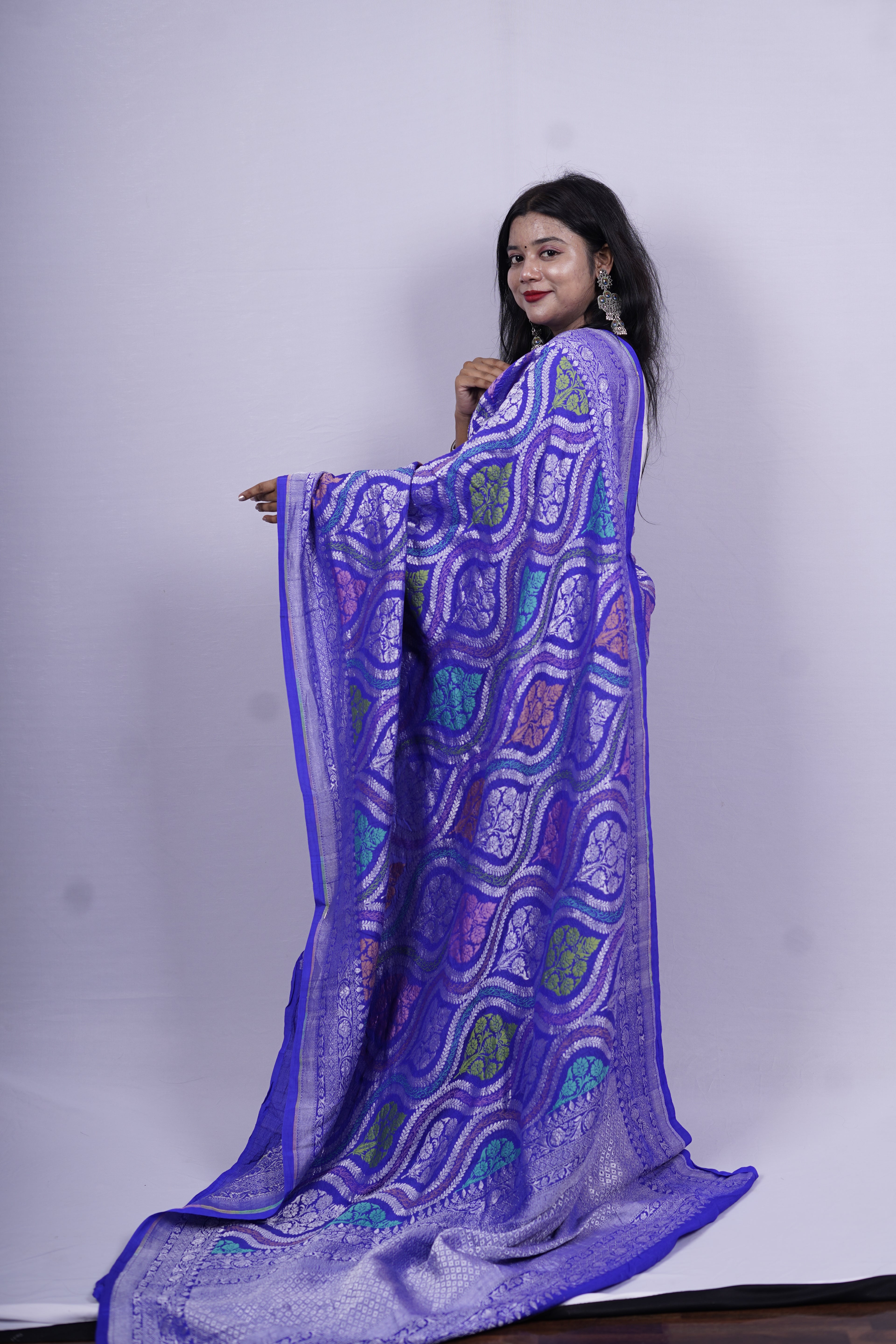 Pure Banarasi Handloom Tussar Georgette Mehraab Saree