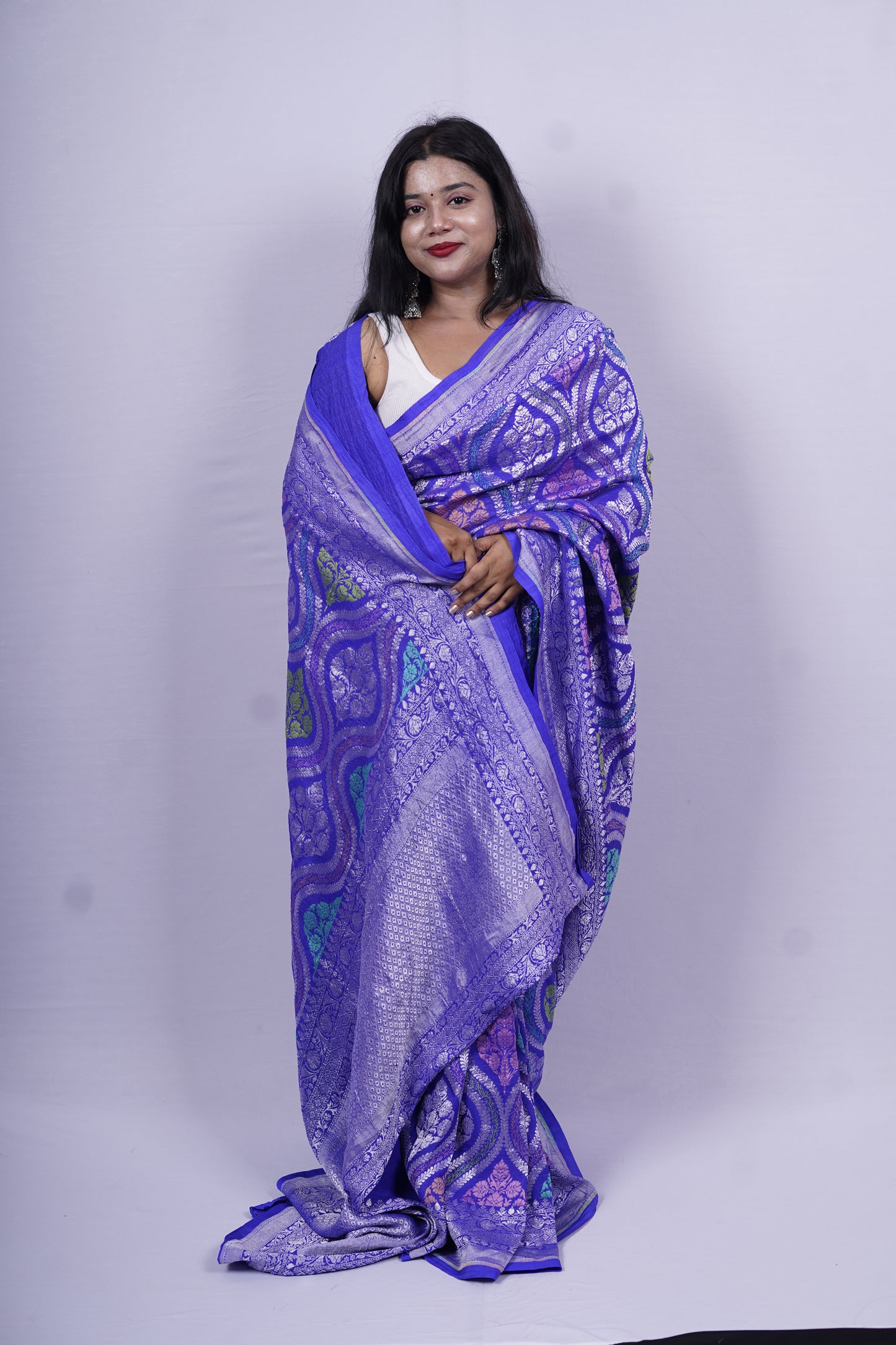 Pure Banarasi Handloom Tussar Georgette Mehraab Saree
