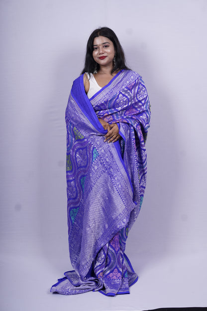 Pure Banarasi Handloom Tussar Georgette Mehraab Saree