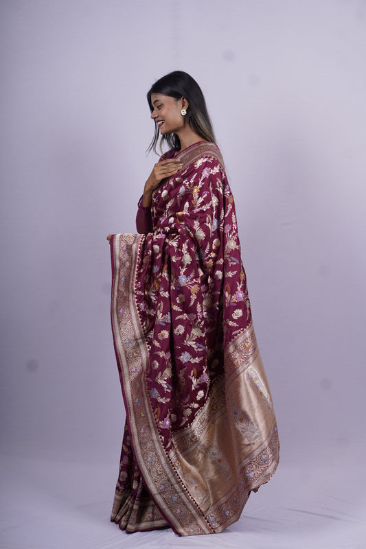 Pure Banarasi Handloom Tilfi Jamdani Saree