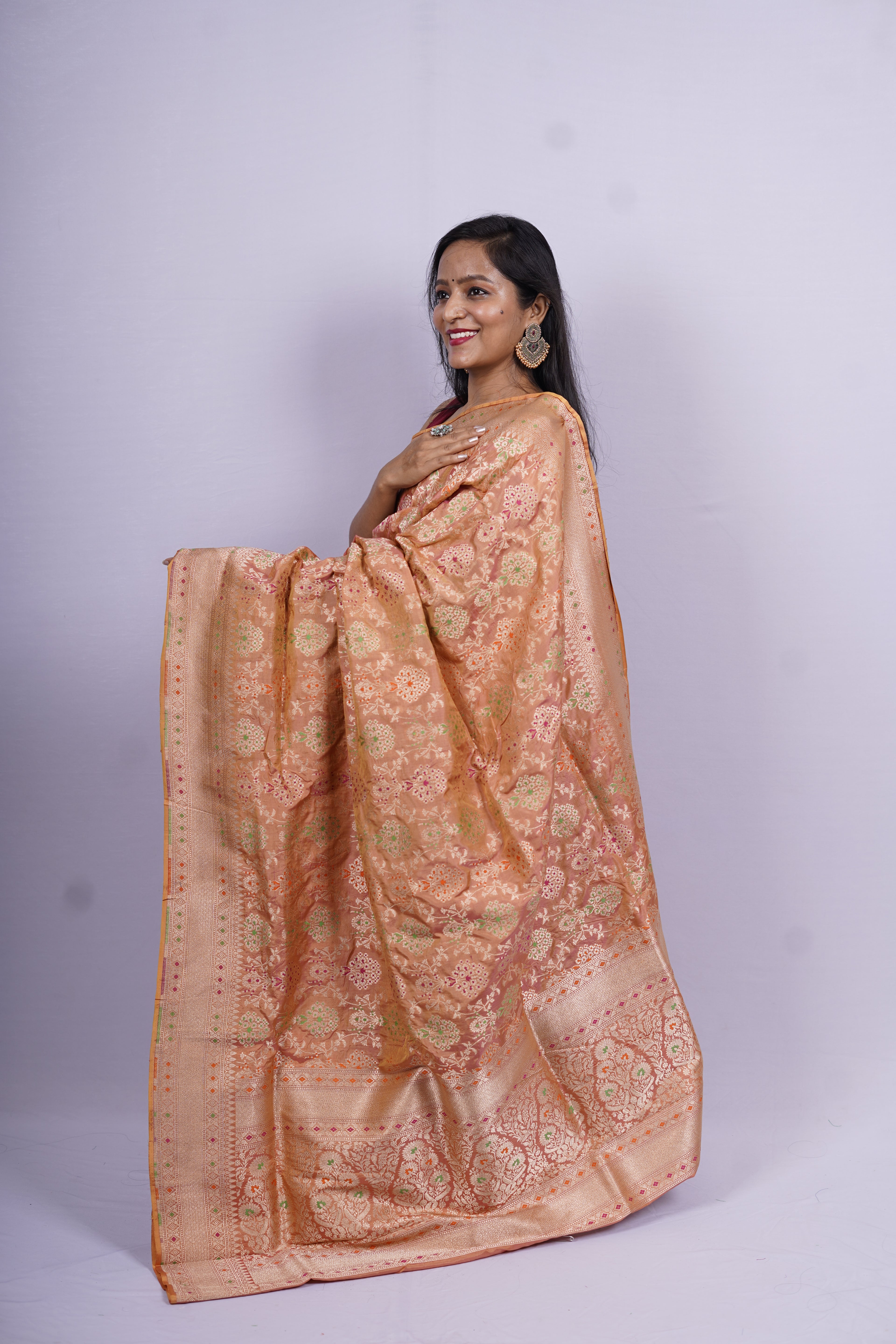 Pure Banarasi Handloom Katan Tilfi Jamdani Saree