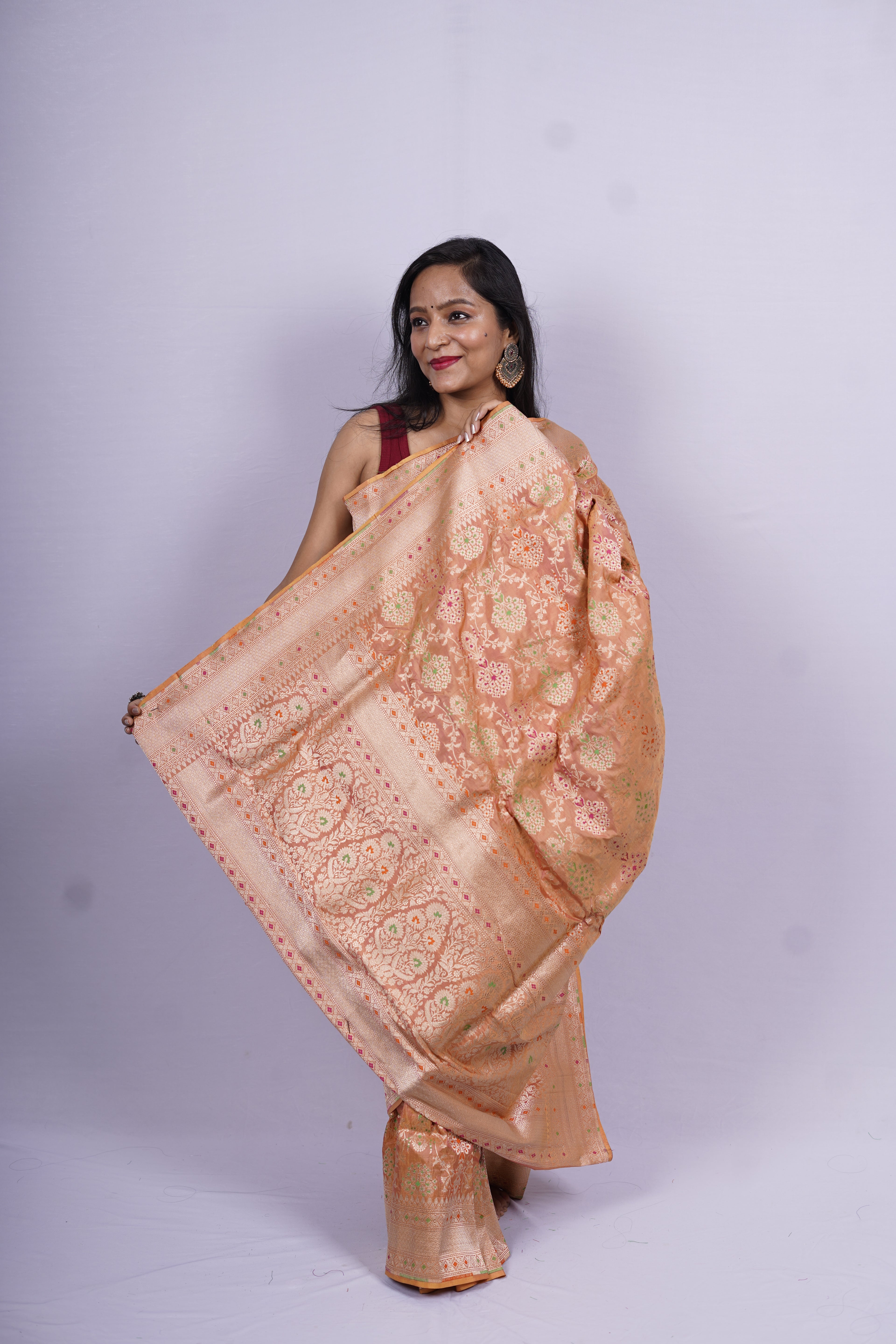 Pure Banarasi Handloom Katan Tilfi Jamdani Saree