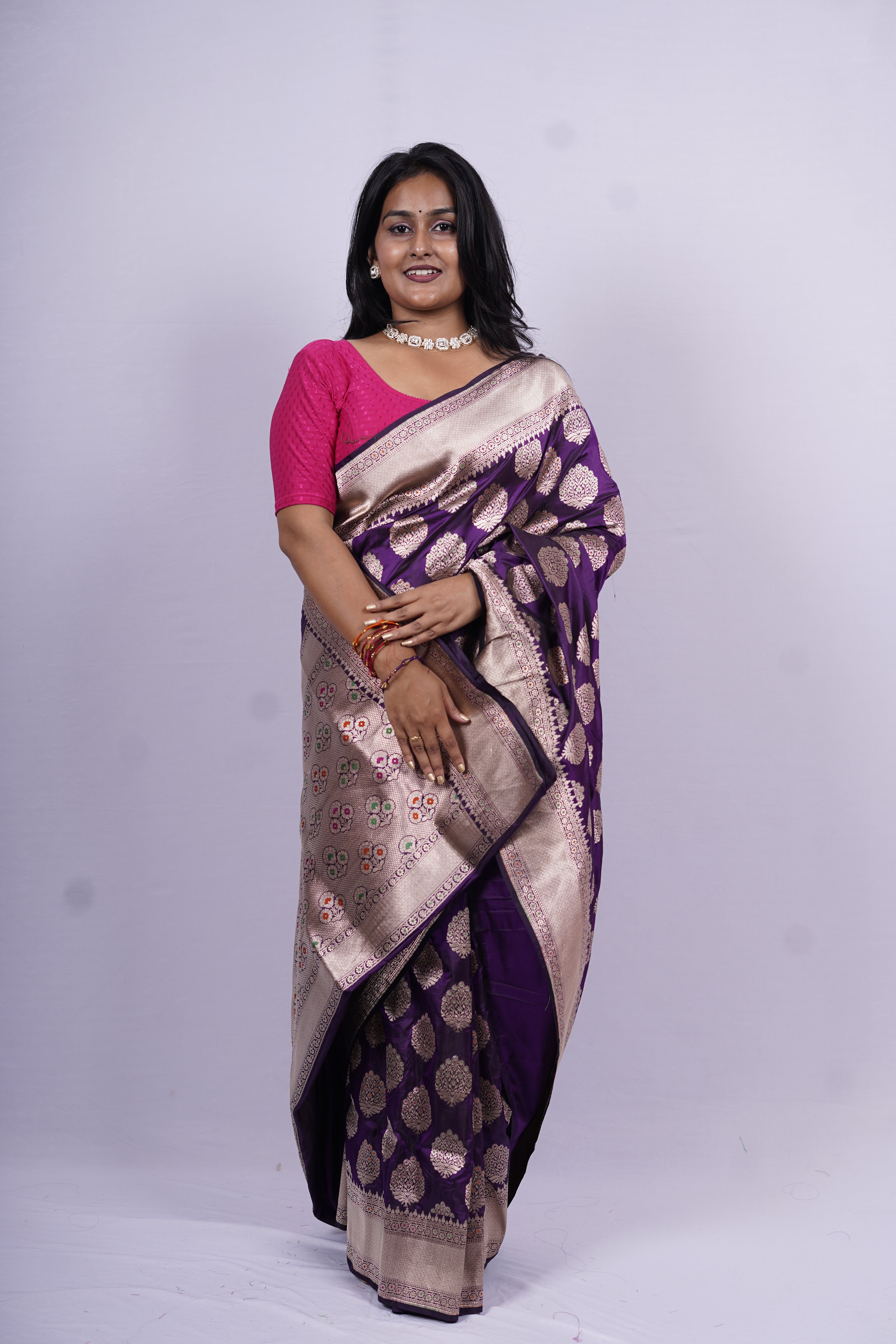 Pure Banarasi Handloom Katan Jamdani Saree