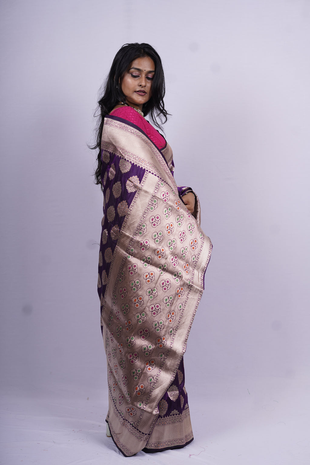 Pure Banarasi Handloom Katan Jamdani Saree