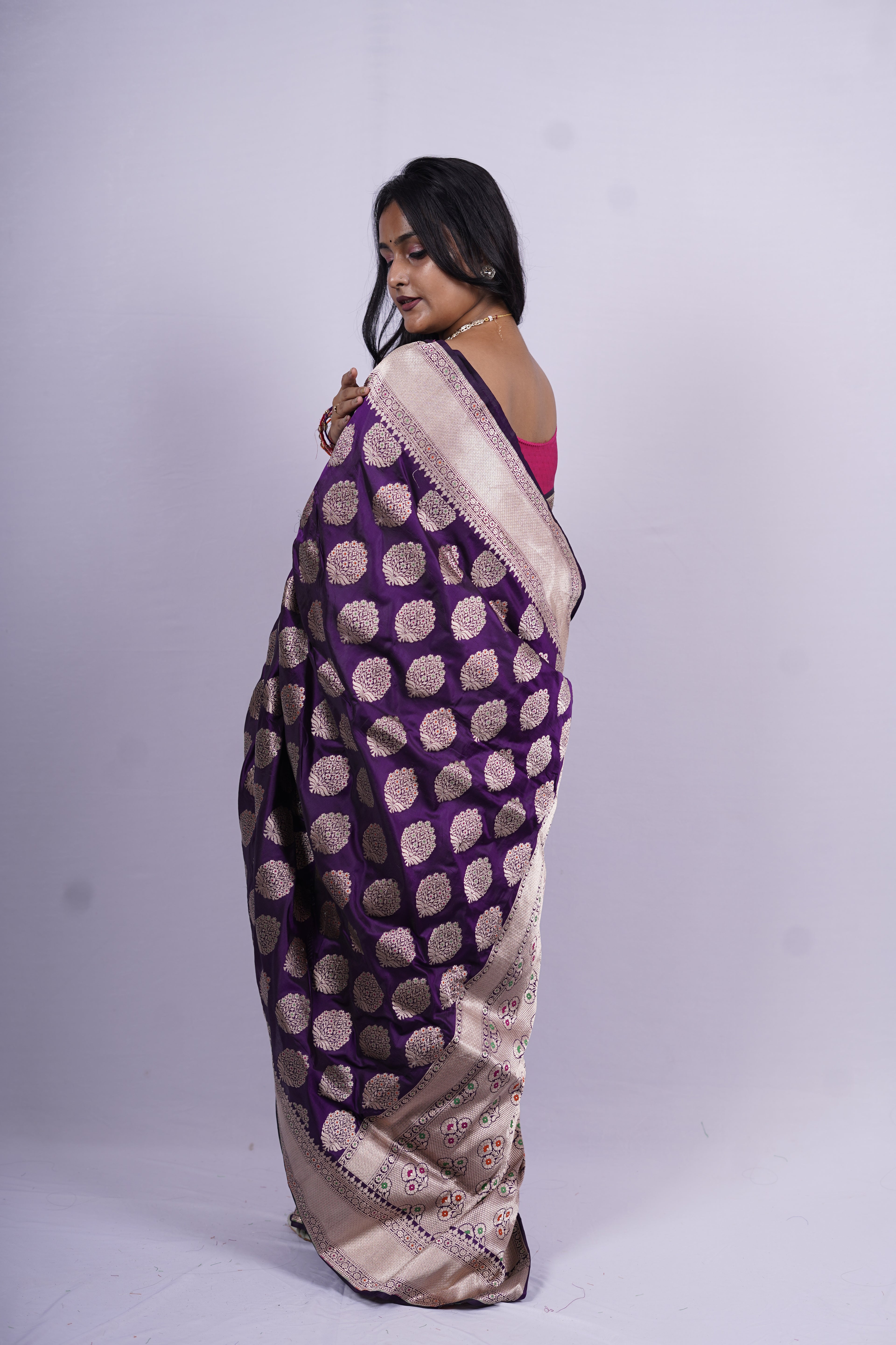 Pure Banarasi Handloom Katan Jamdani Saree