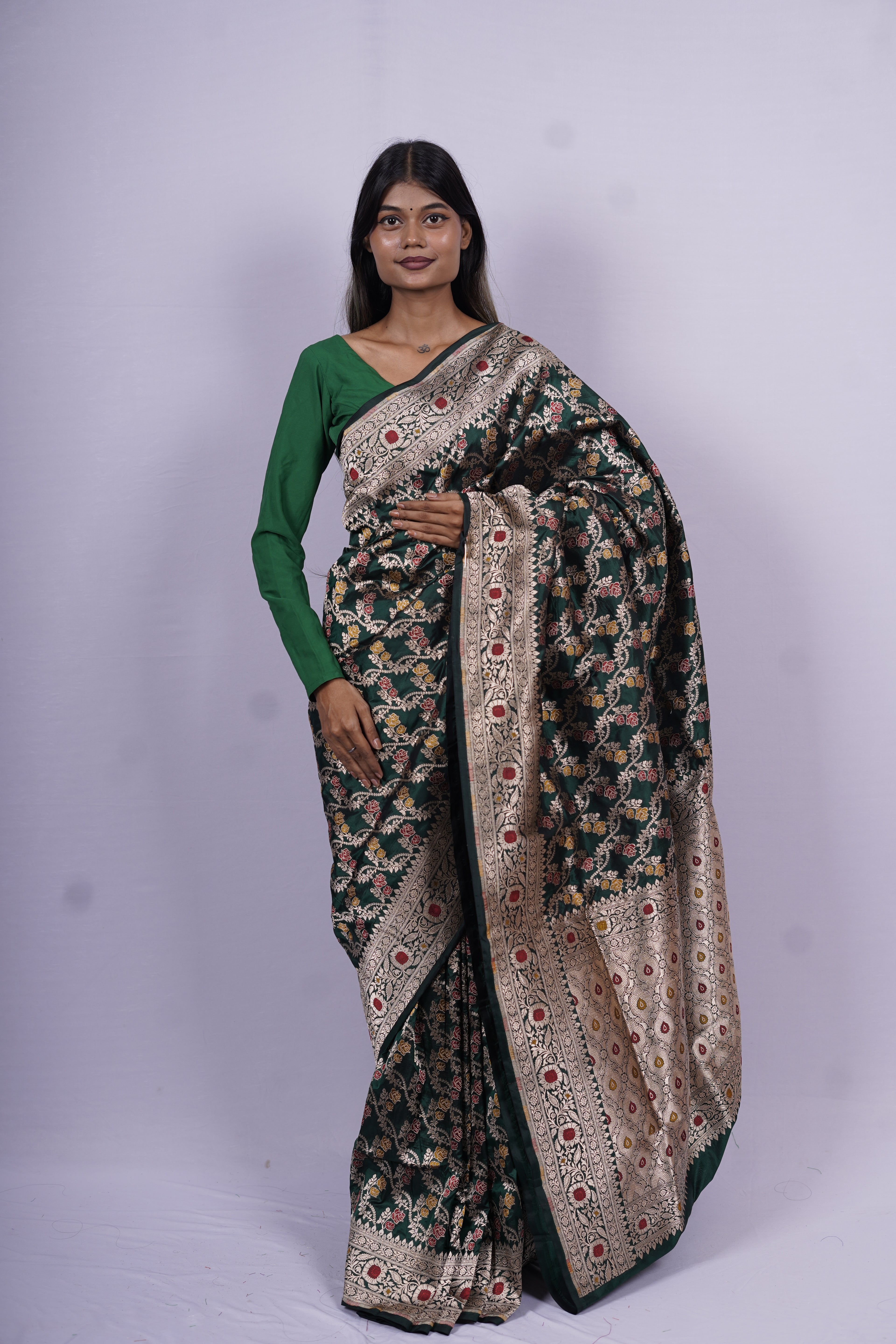Pure Banarasi Handloom Katan Jamdani Saree