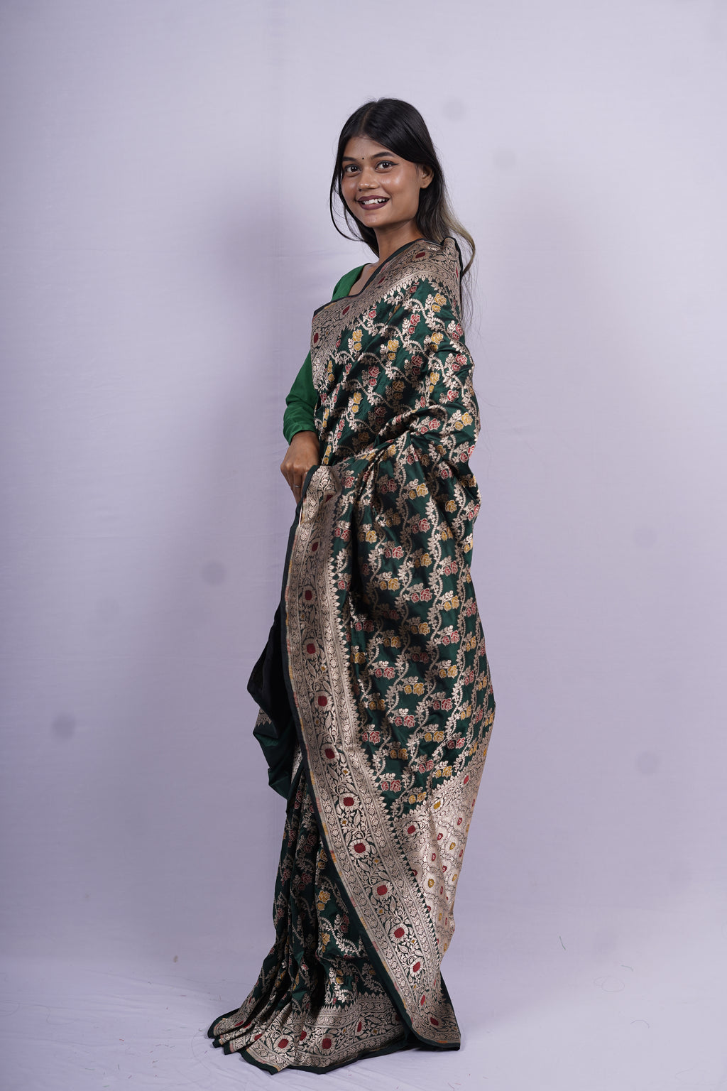 Pure Banarasi Handloom Katan Jamdani Saree