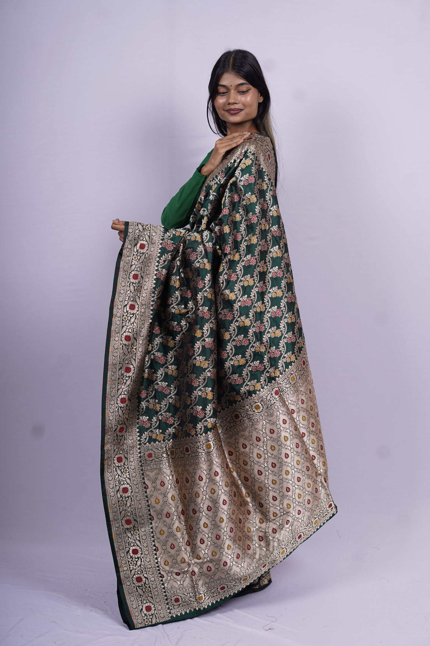 Pure Banarasi Handloom Katan Jamdani Saree