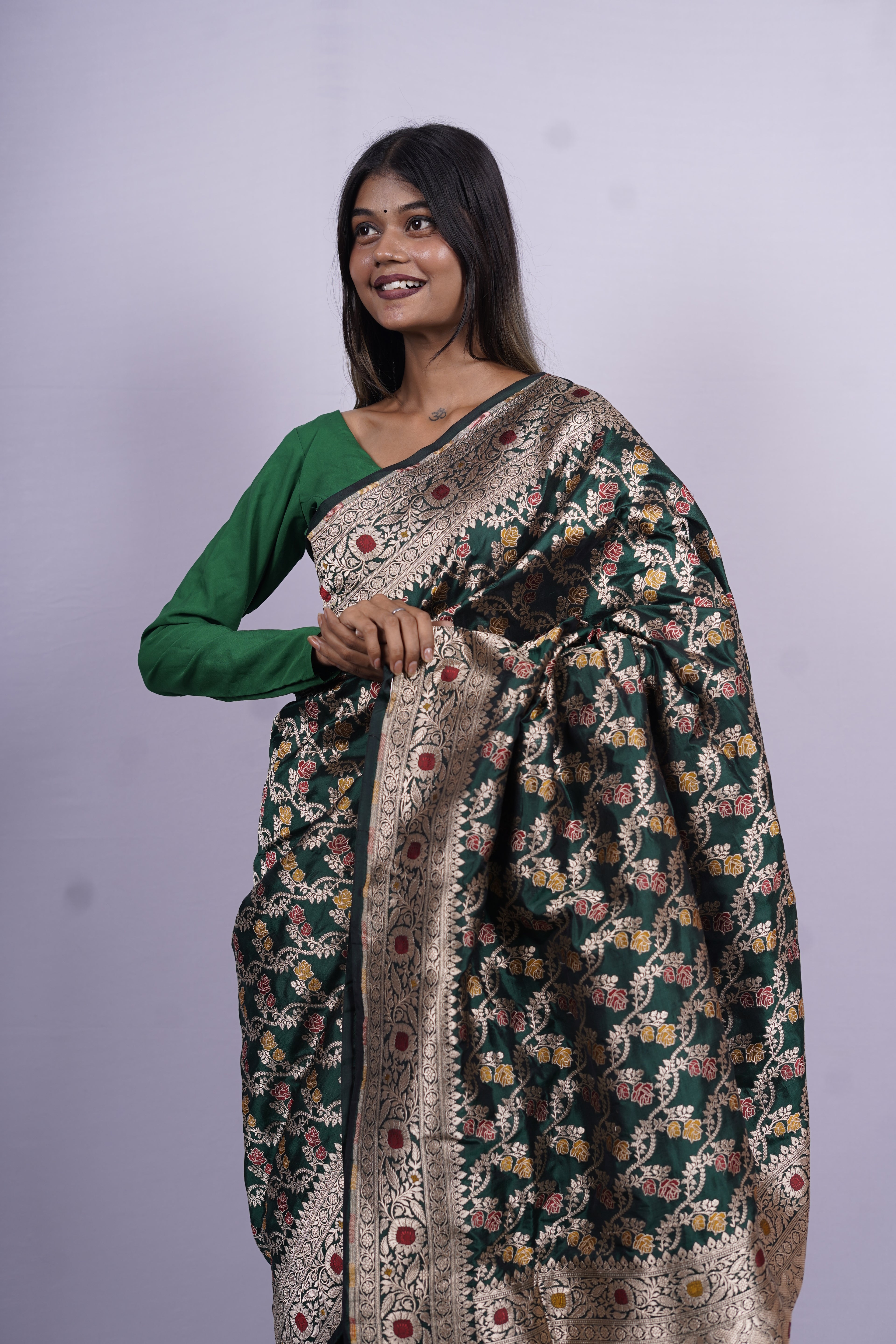 Pure Banarasi Handloom Katan Jamdani Saree