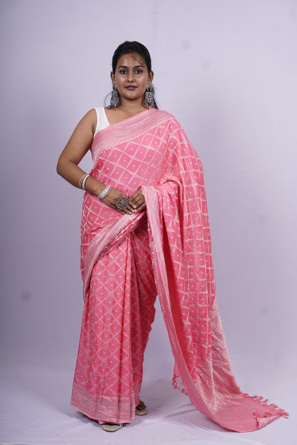 Pure Banarasi Handloom Katan Mashru Saree