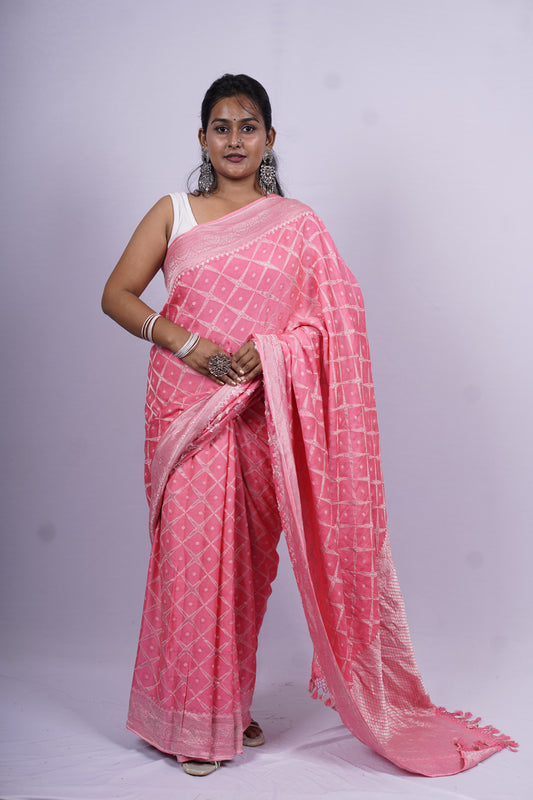 Pure Banarasi Handloom Katan Mashru Saree