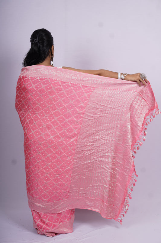 Pure Banarasi Handloom Katan Mashru Saree