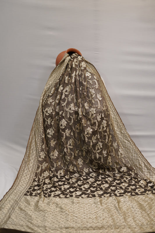 Pure Banarasi Handloom Khaddi Georgette Tissue Saree