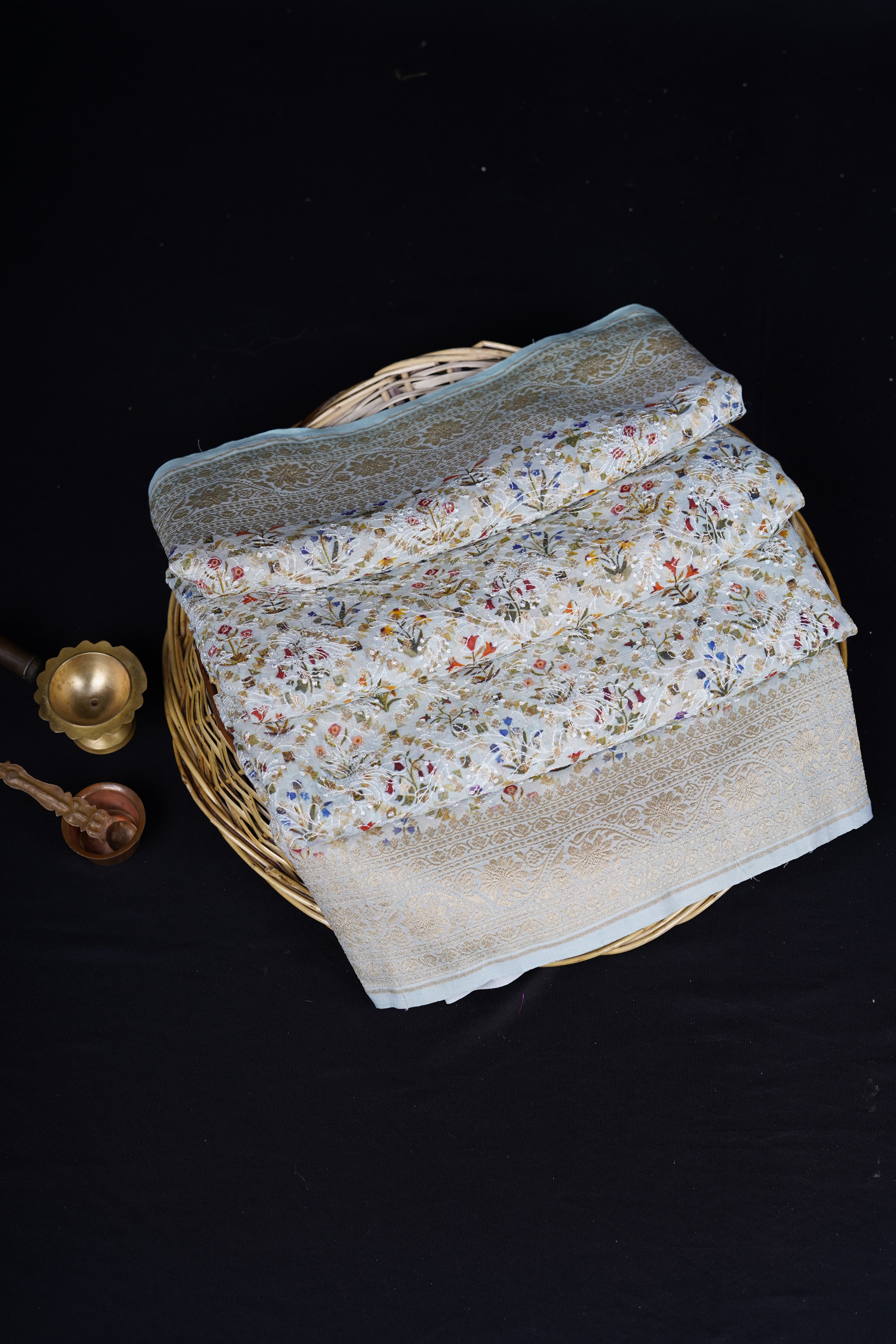 Pure Banarasi Handloom Khaddi Georgette Chikankari Saree