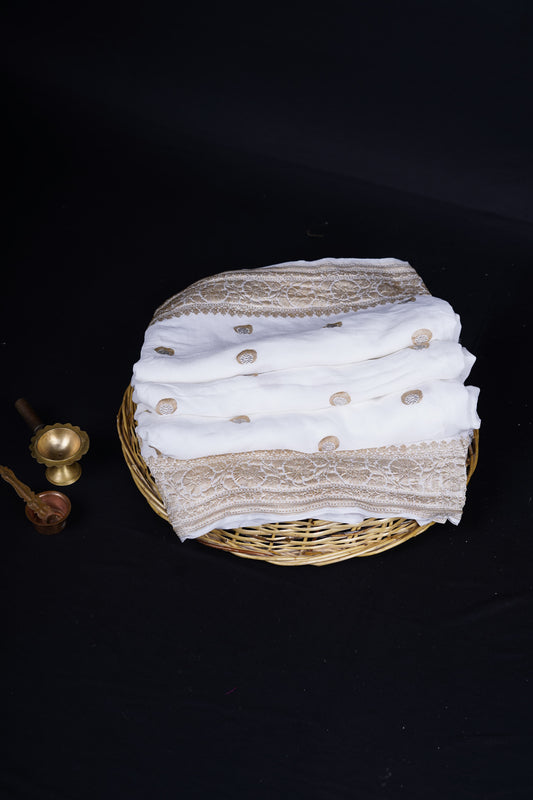 Pure Banarasi Handloom Khaddi Georgette Jangla Chand Tara Saree