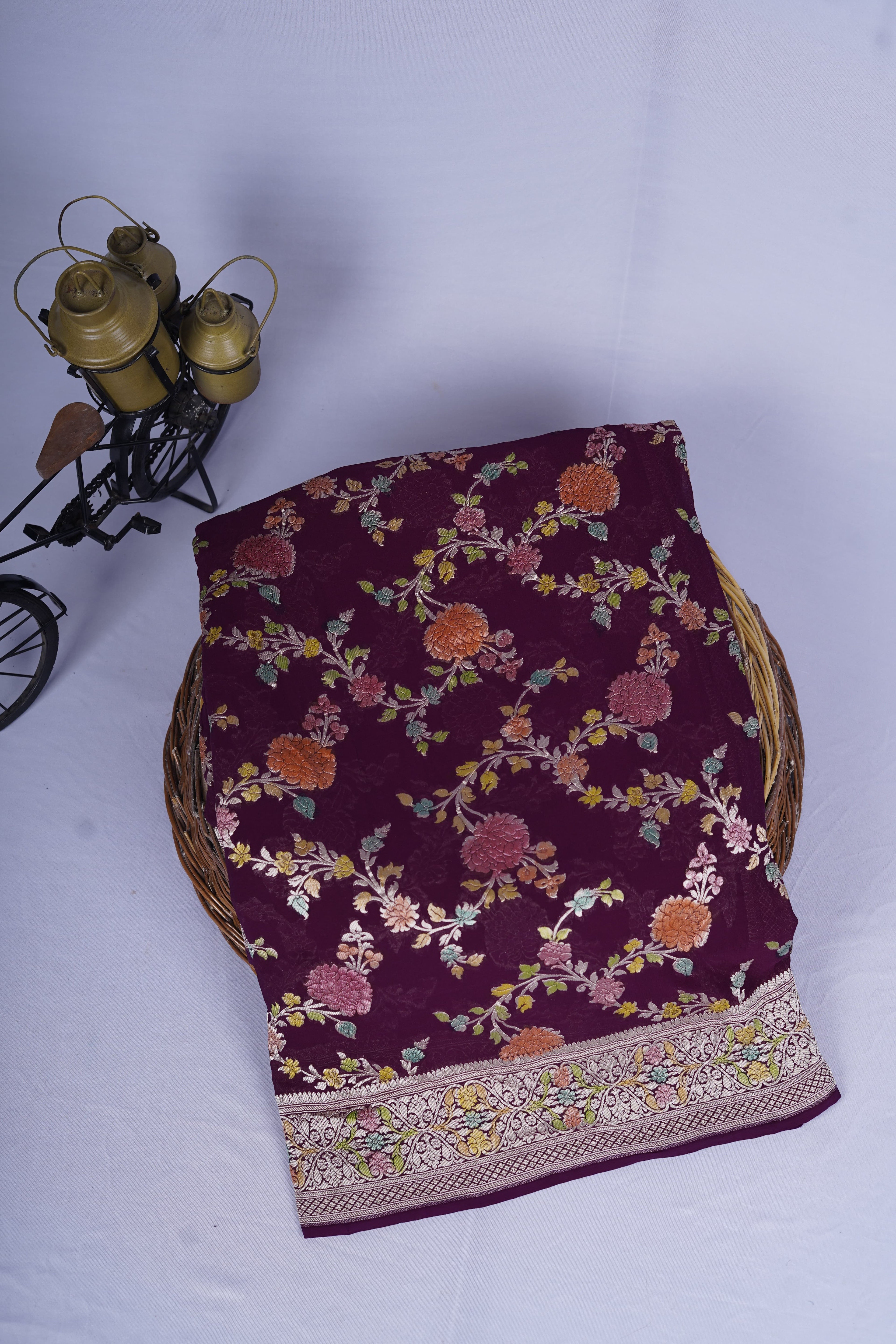Pure Banarasi Handloom Moonga Georgette Saree