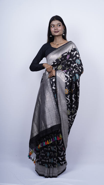 Pure Banarasi Handloom Khaddi Georgette Jamdani Saree