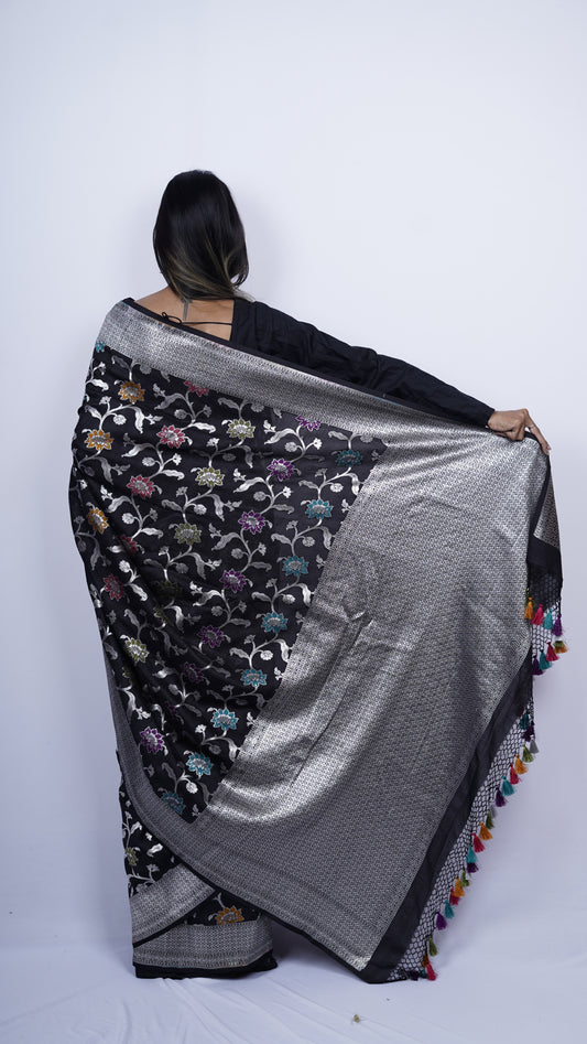 Pure Banarasi Handloom Khaddi Georgette Jamdani Saree