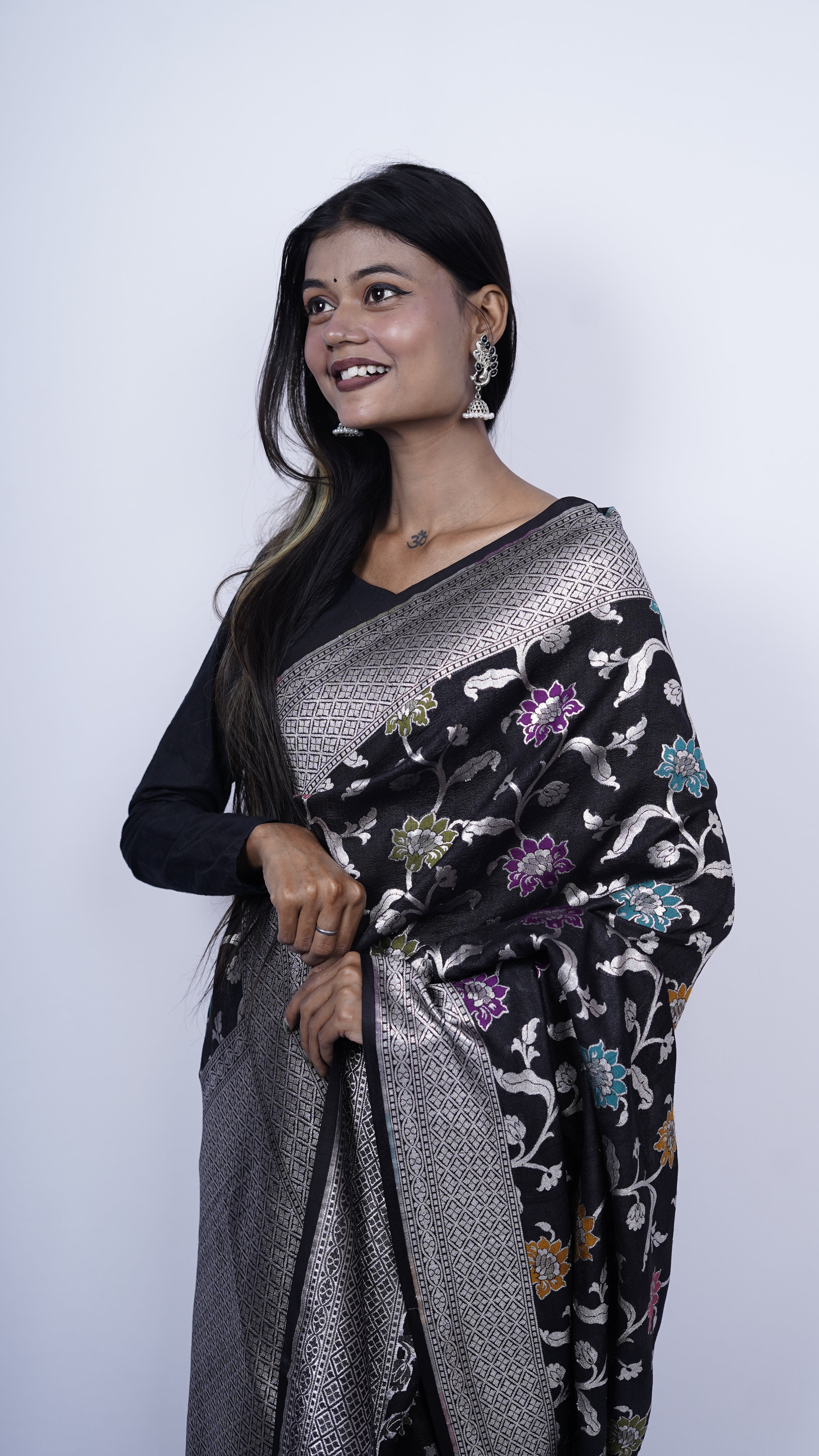 Pure Banarasi Handloom Khaddi Georgette Jamdani Saree