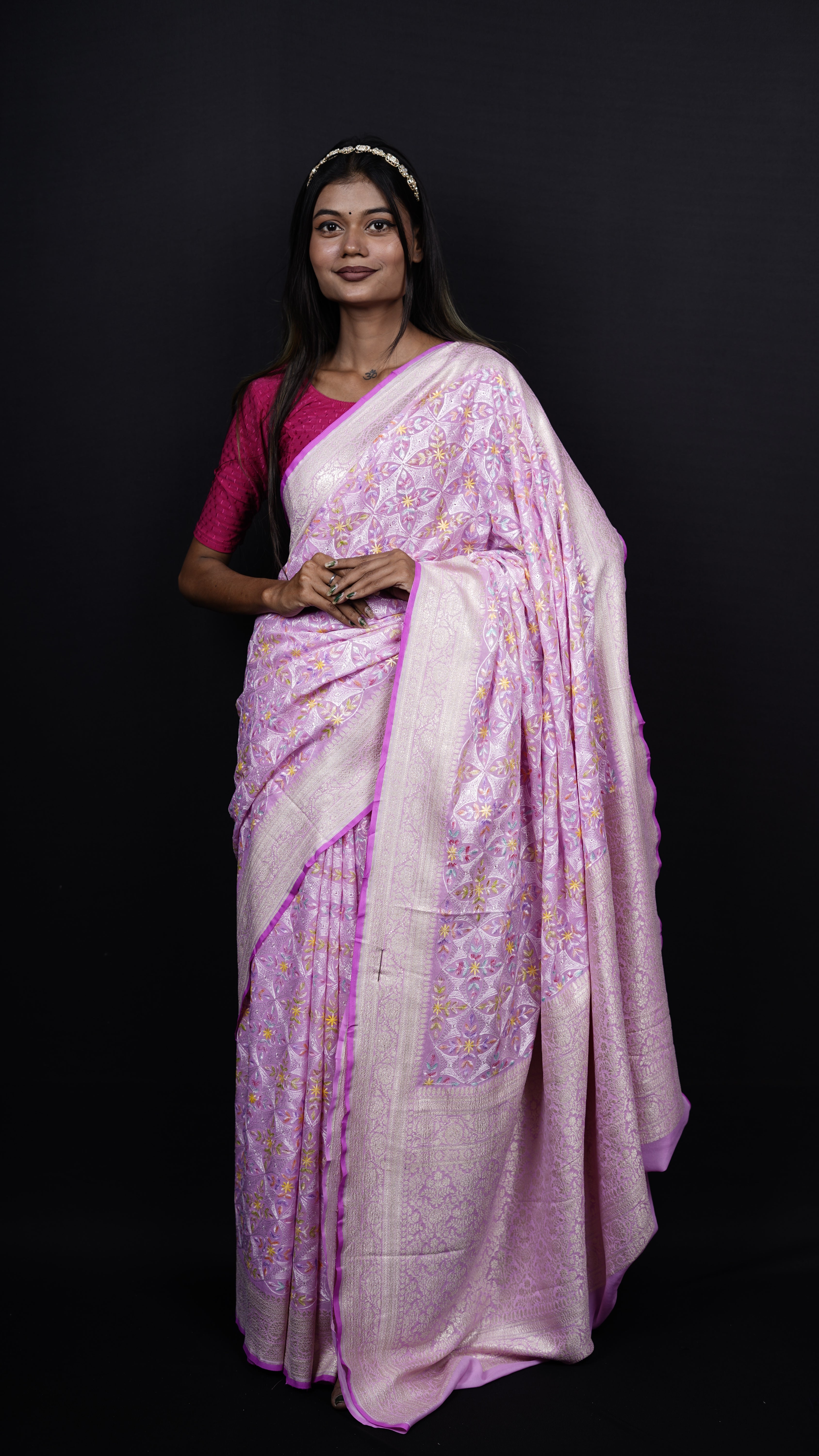 Pure Banarasi Handloom Khaddi Georgette Chikankari Saree
