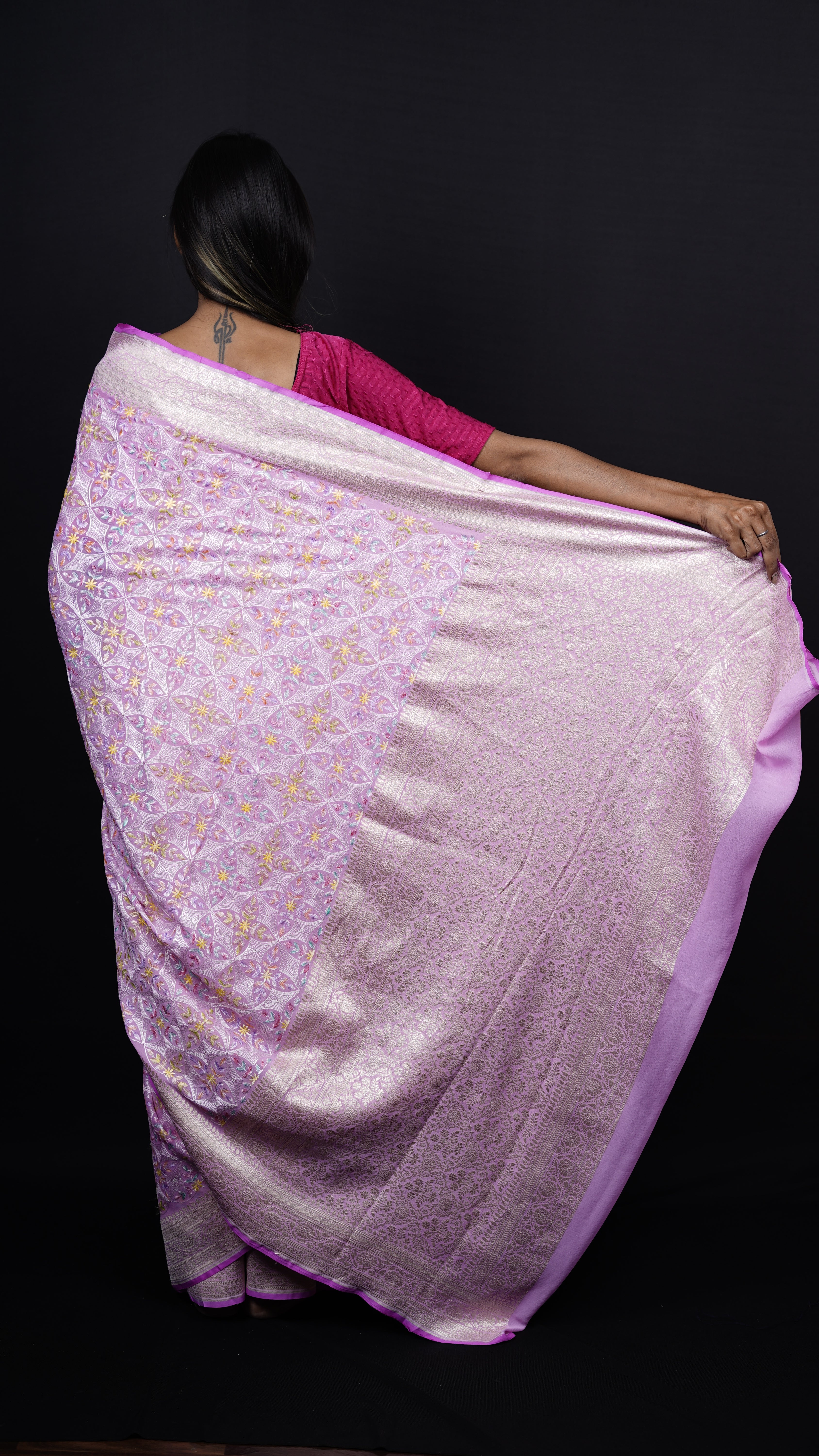 Pure Banarasi Handloom Khaddi Georgette Chikankari Saree