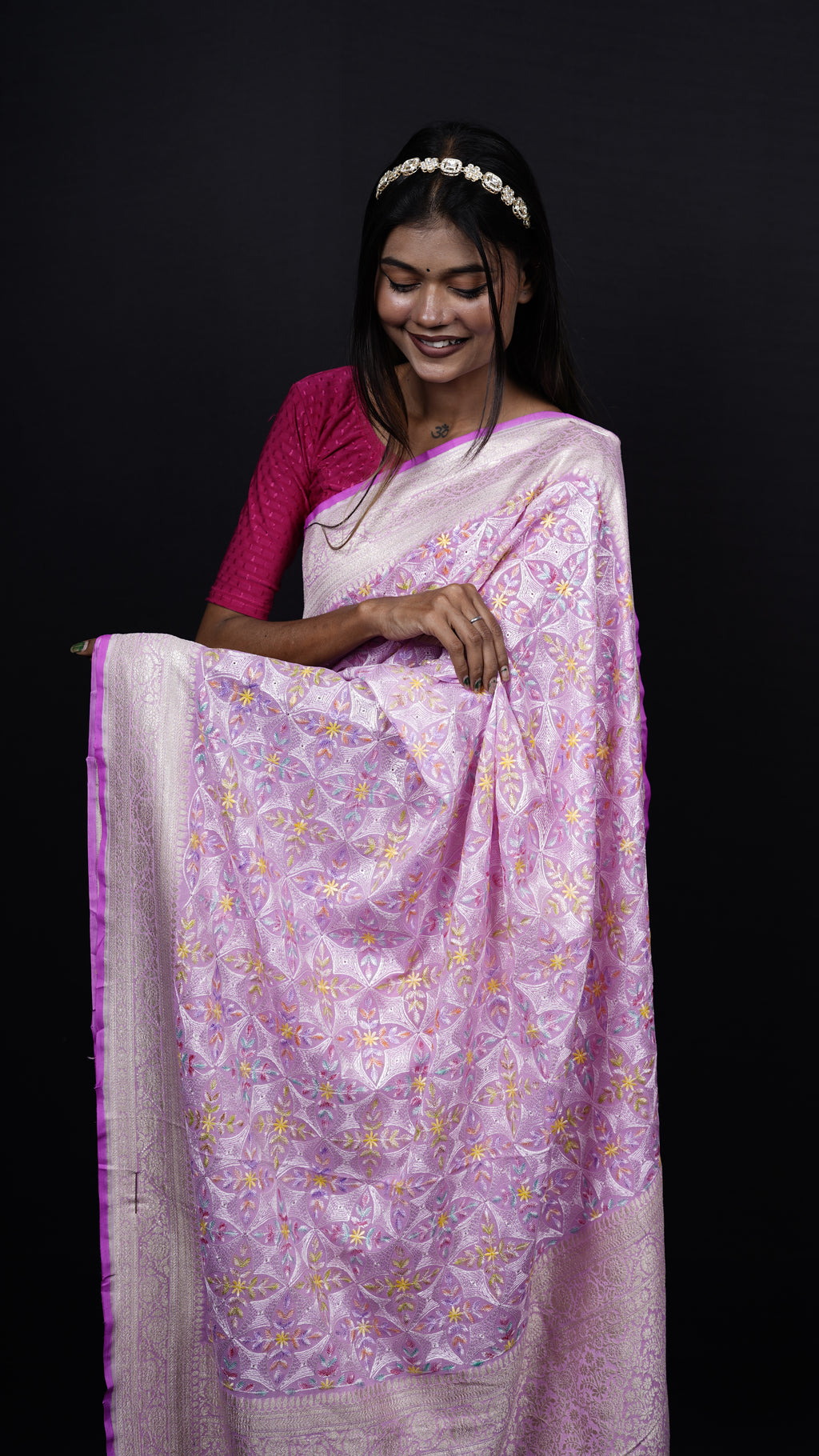Pure Banarasi Handloom Khaddi Georgette Chikankari Saree