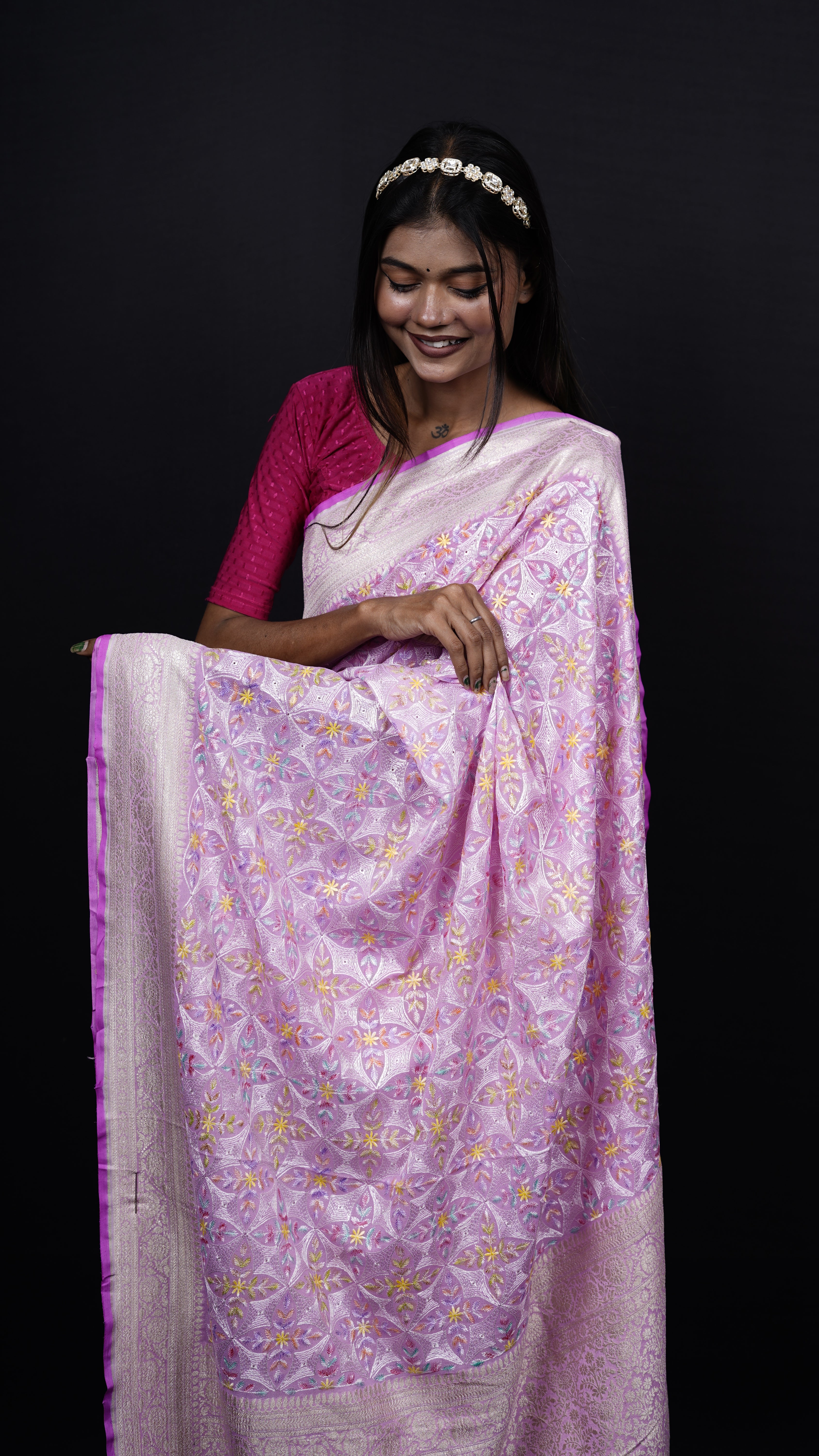 Pure Banarasi Handloom Khaddi Georgette Chikankari Saree