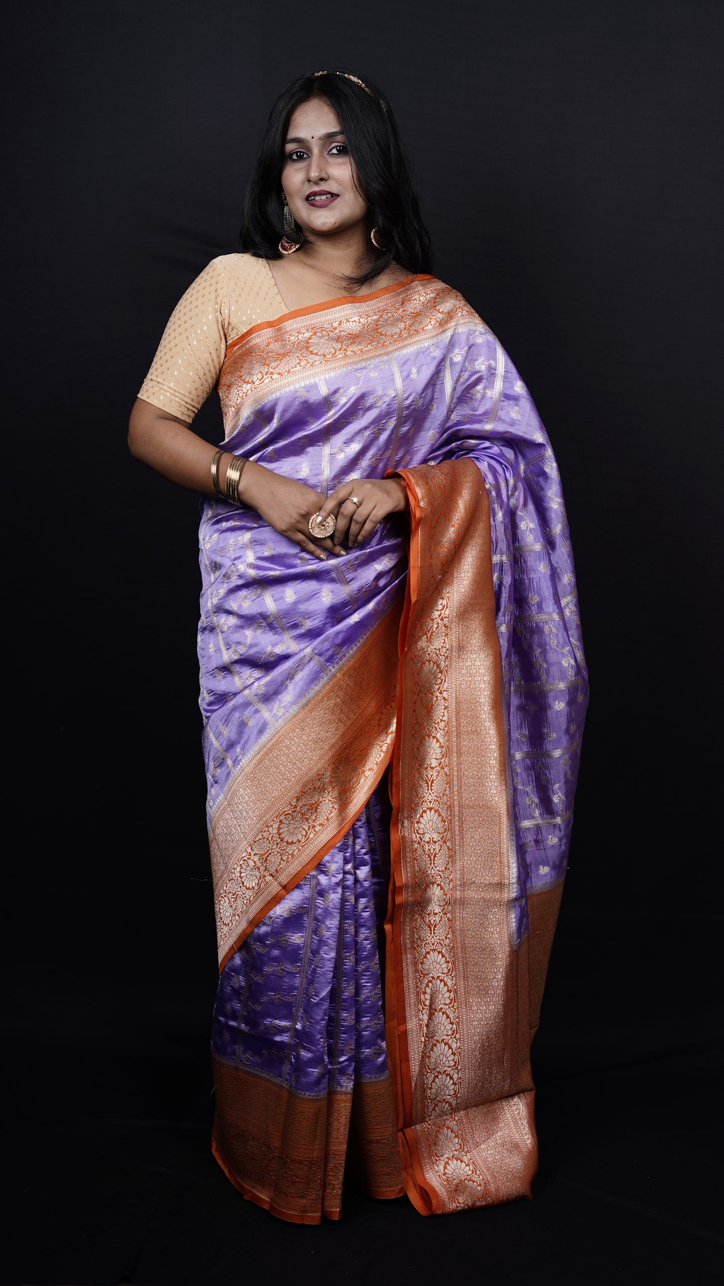 Pure Banarasi Handloom Tissue Katan Raw mango Saree