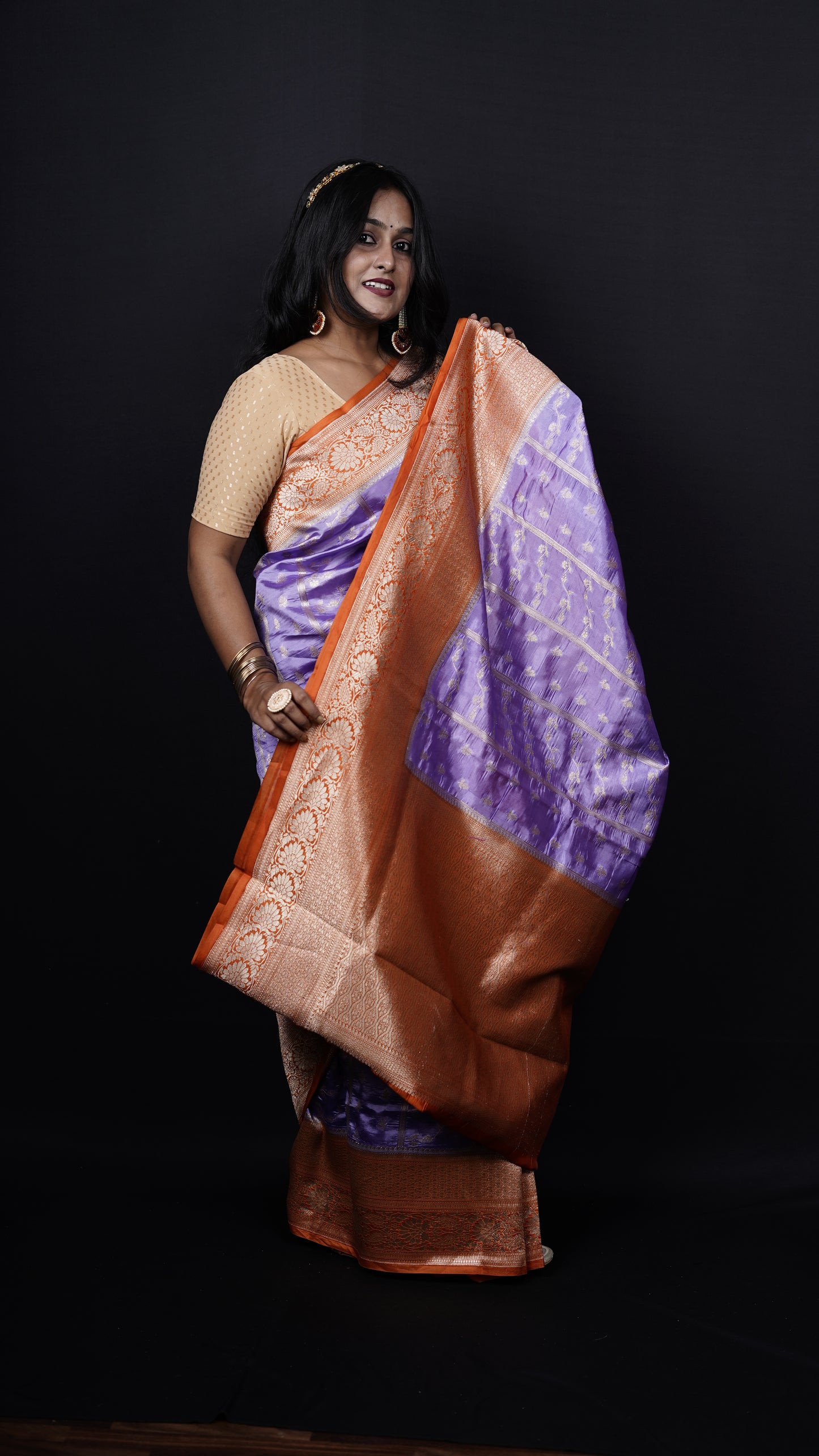 Pure Banarasi Handloom Tissue Katan Raw mango Saree