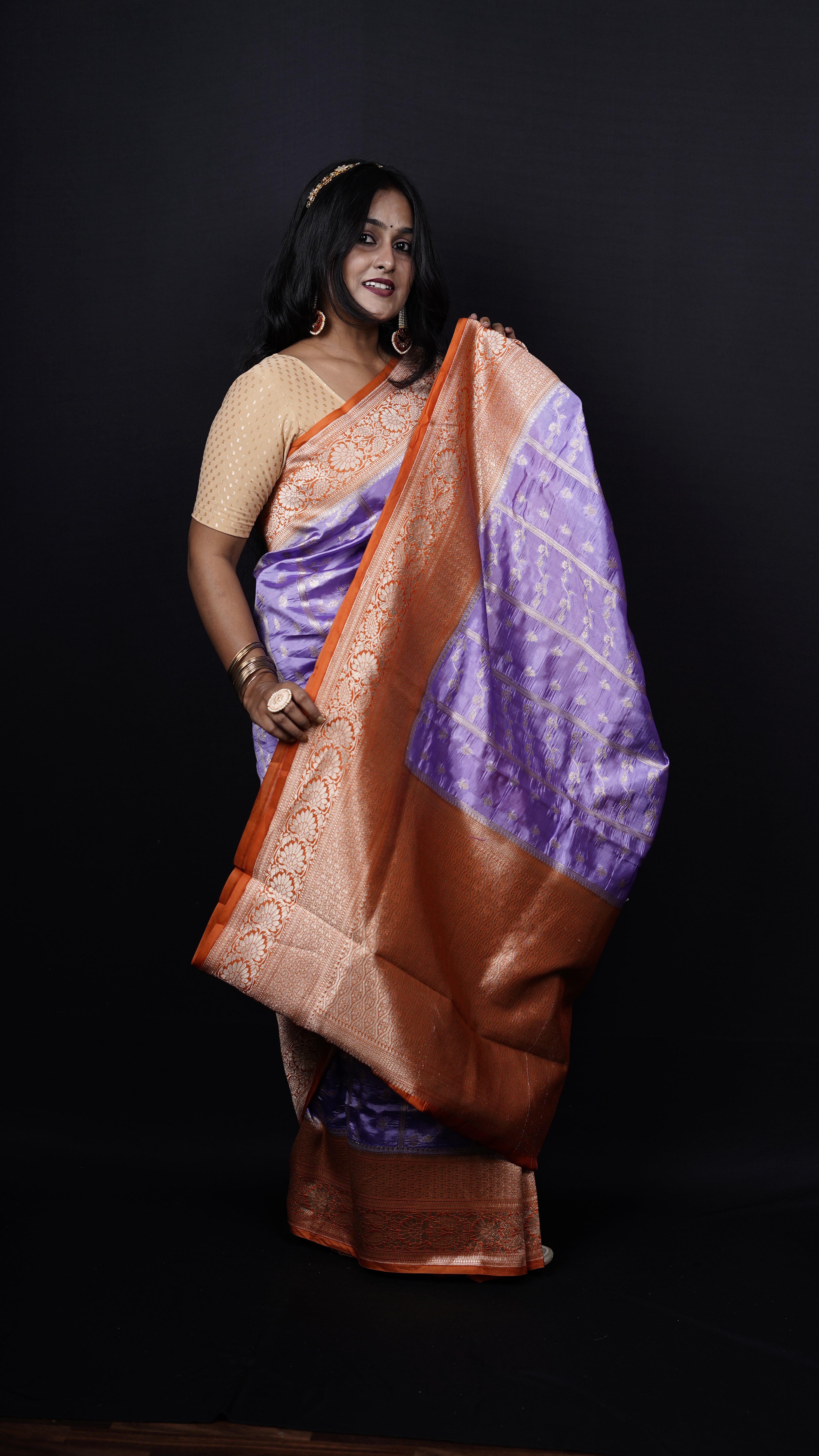 Pure Banarasi Handloom Tissue Katan Raw mango Saree