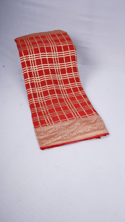 Pure Banarasi Handloom Khaddi Georgette Platinum Zari Saree