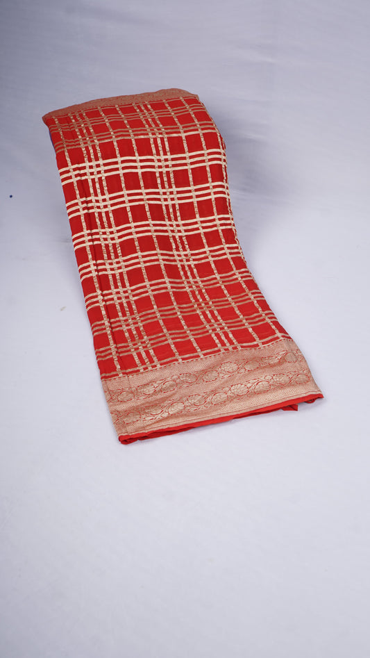 Pure Banarasi Handloom Khaddi Georgette Platinum Zari Saree