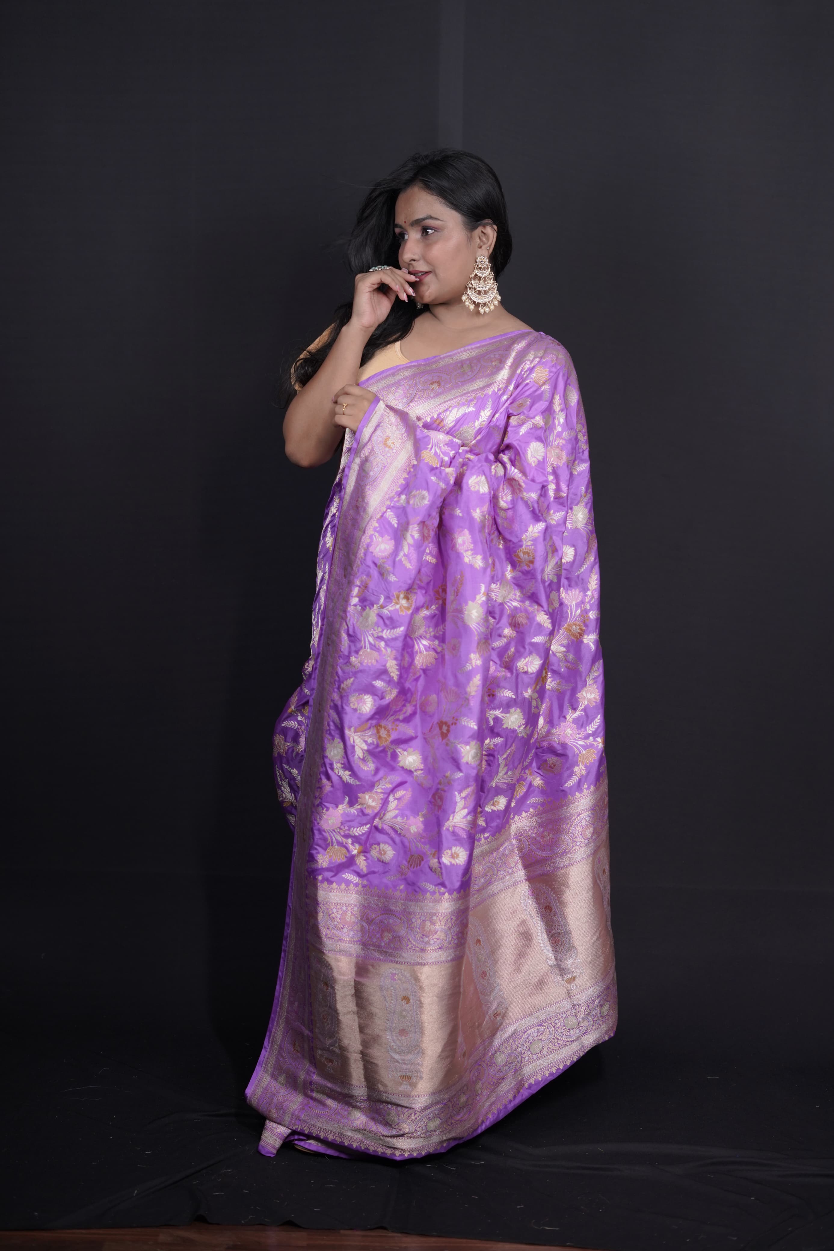 Pure Banarasi Handloom Katan Tilfi Jamdani  Saree