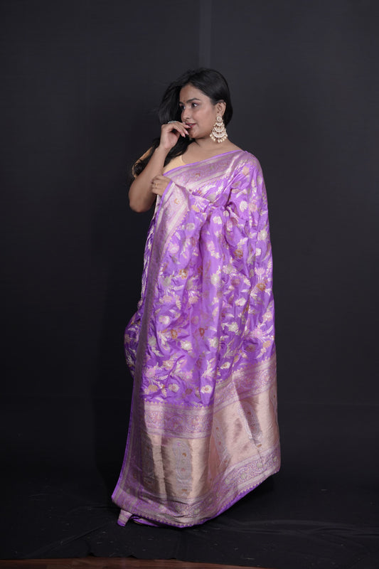Pure Banarasi Handloom Katan Tilfi Jamdani  Saree